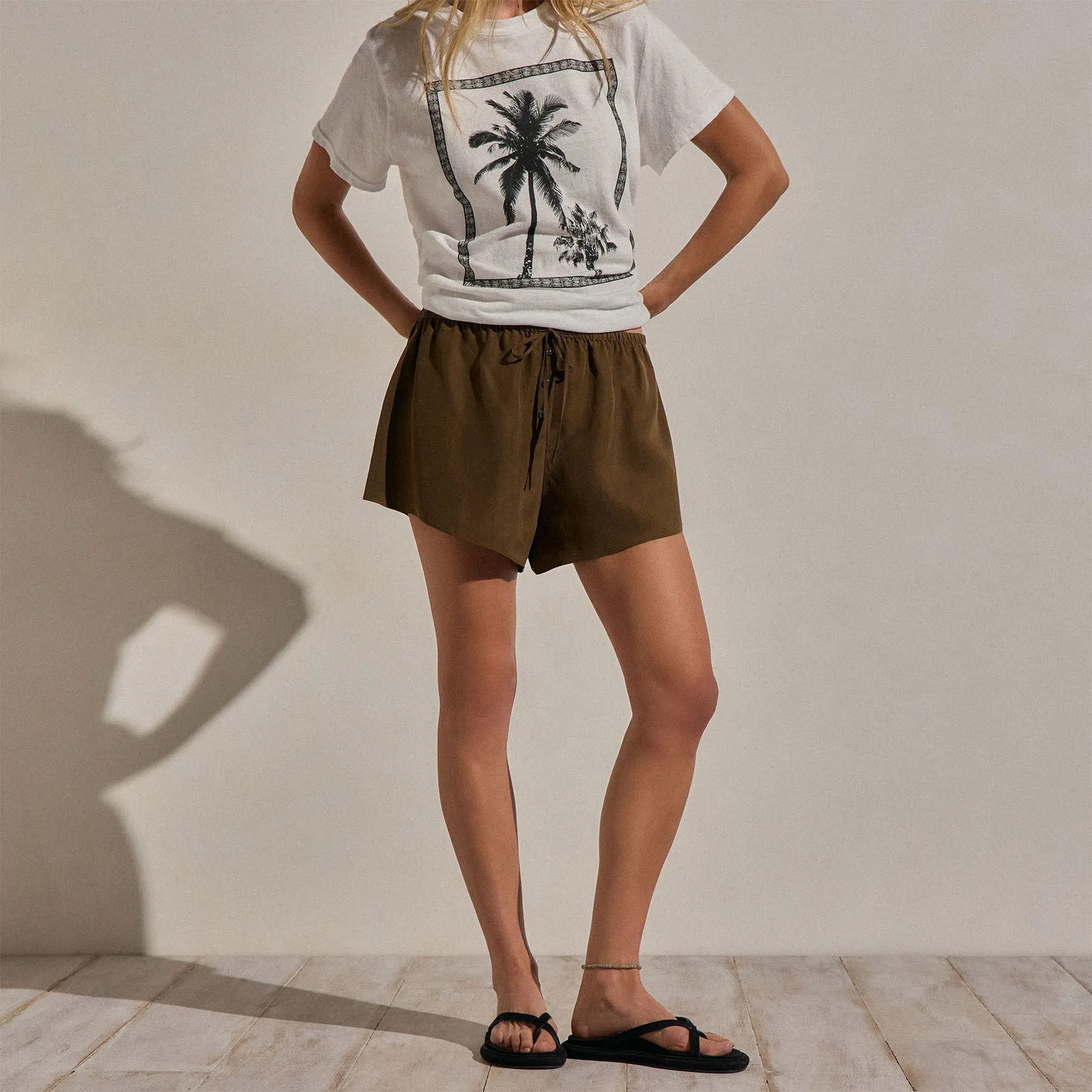 Silk Drawstring Shortie - Cocoa sold by James Perse product image thumbnail 4