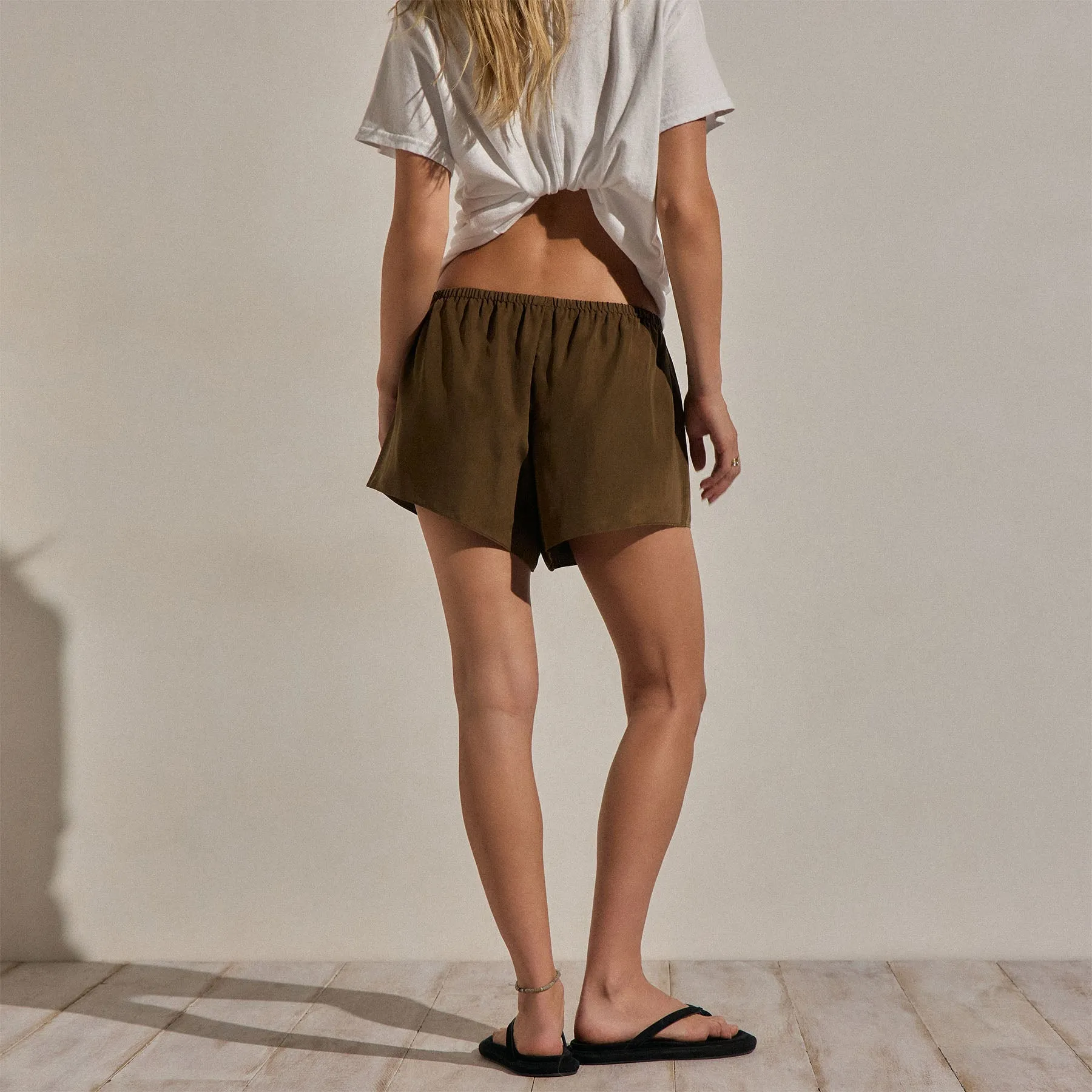 Silk Drawstring Shortie - Cocoa sold by James Perse product image thumbnail 5