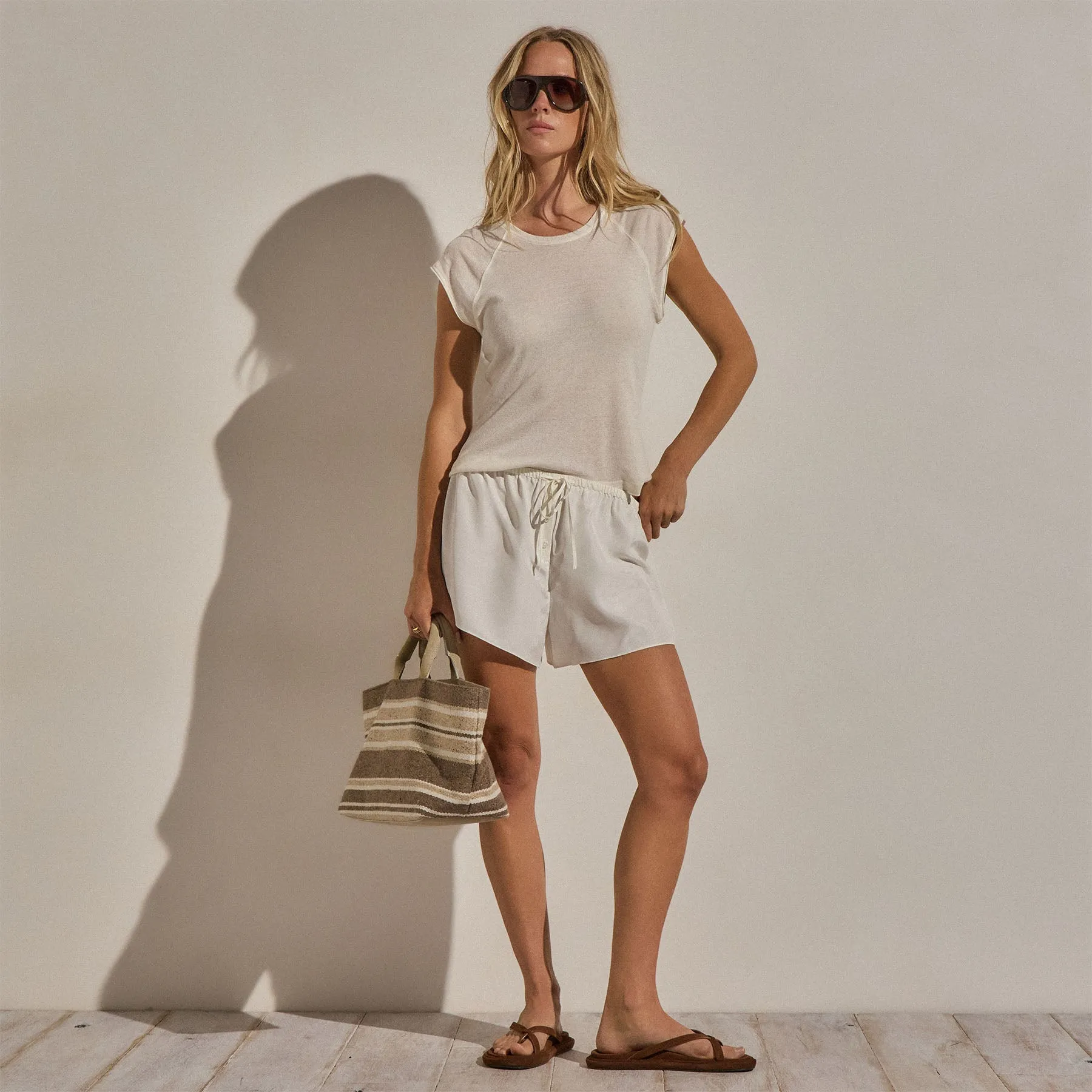 Silk Drawstring Shortie - Ivory sold by James Perse product image thumbnail 2