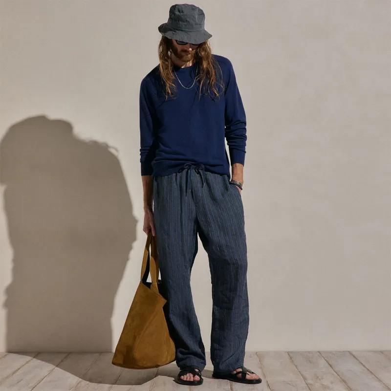 Washed Stripe Linen Relaxed Pant - Blue Stripe made by James Perse