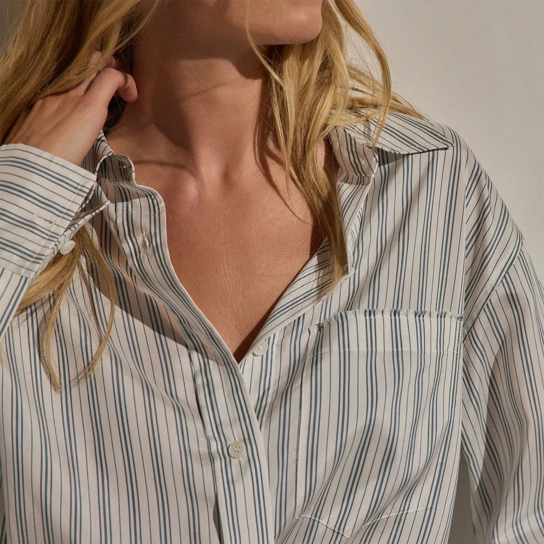 Silk Stripe Shirt - Pacific Stripe sold by James Perse product image thumbnail 2