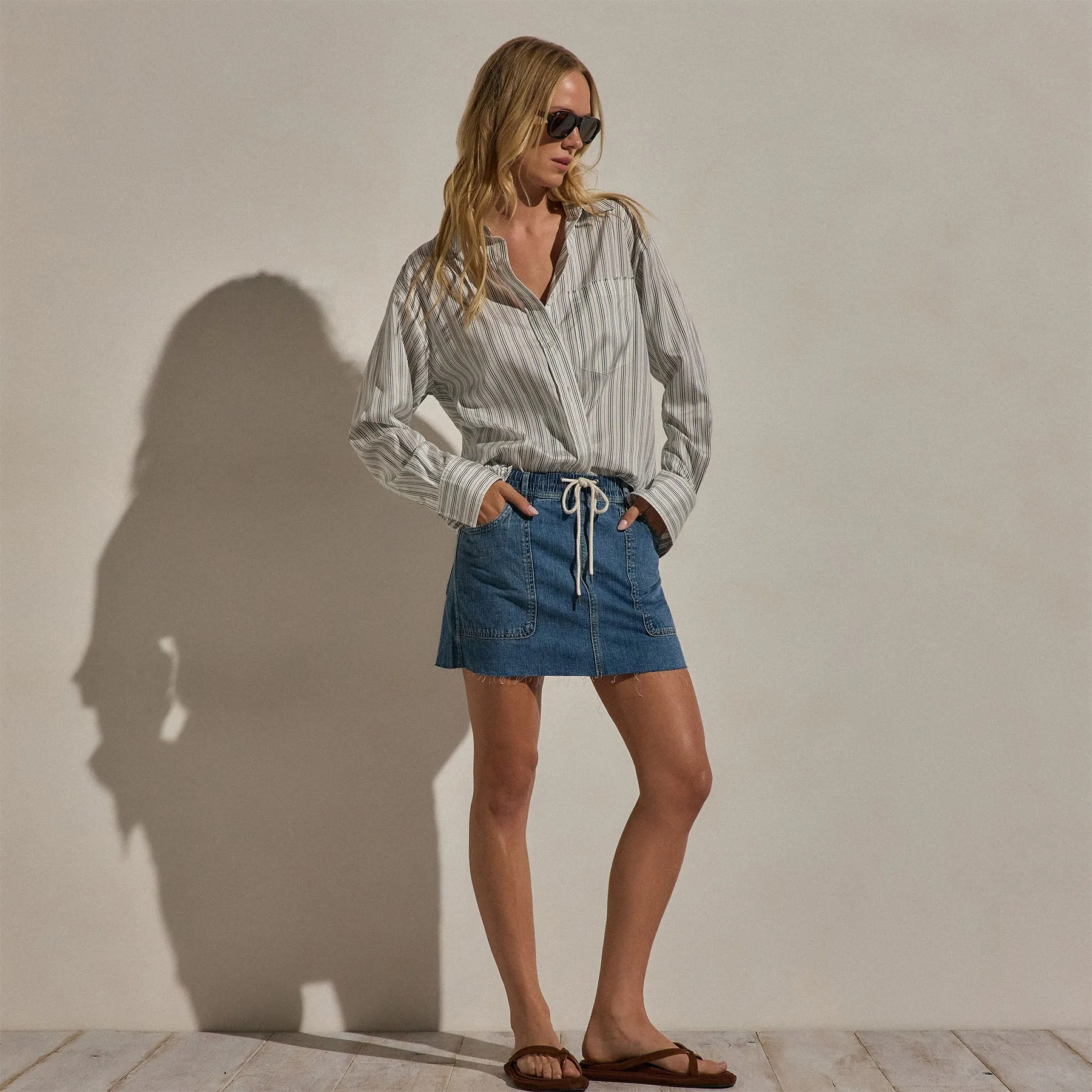 Silk Stripe Shirt - Pacific Stripe sold by James Perse product image thumbnail 4