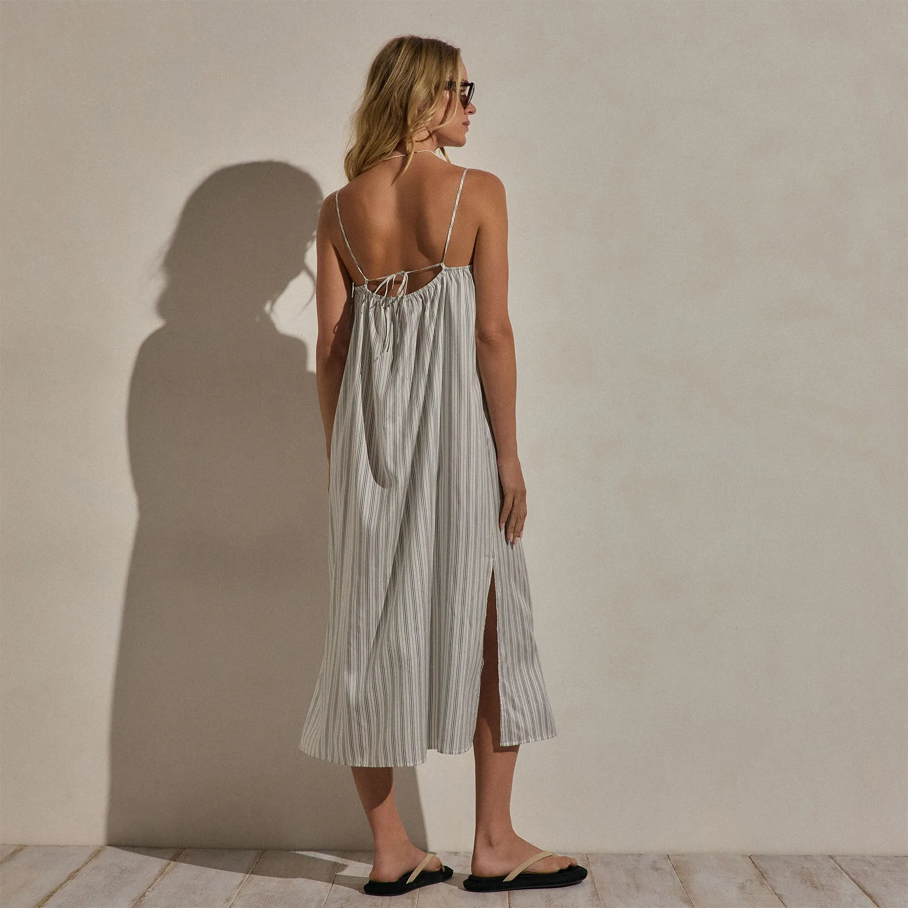Silk Stripe Strappy Tie Dress - Pacific Stripe sold by James Perse product image thumbnail 3