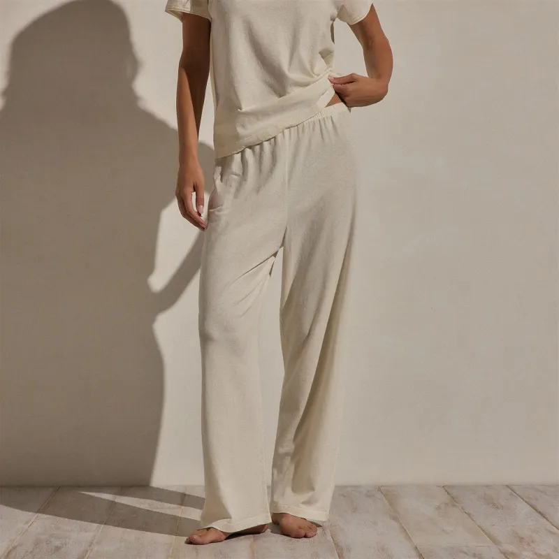 Cotton Linen Pull On Pant - Ecru made by James Perse