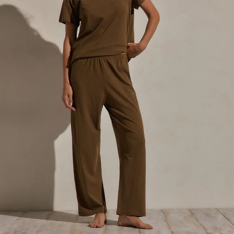 Cotton Linen Pull On Pant - Cocoa made by James Perse
