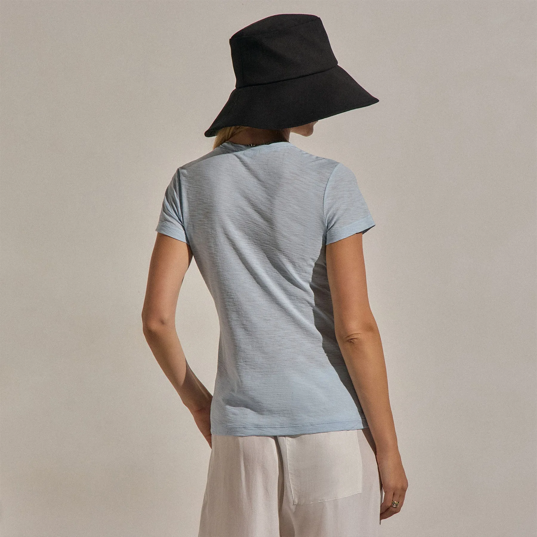 Sheer Slub V Neck - Pale Azul sold by James Perse product image thumbnail 4