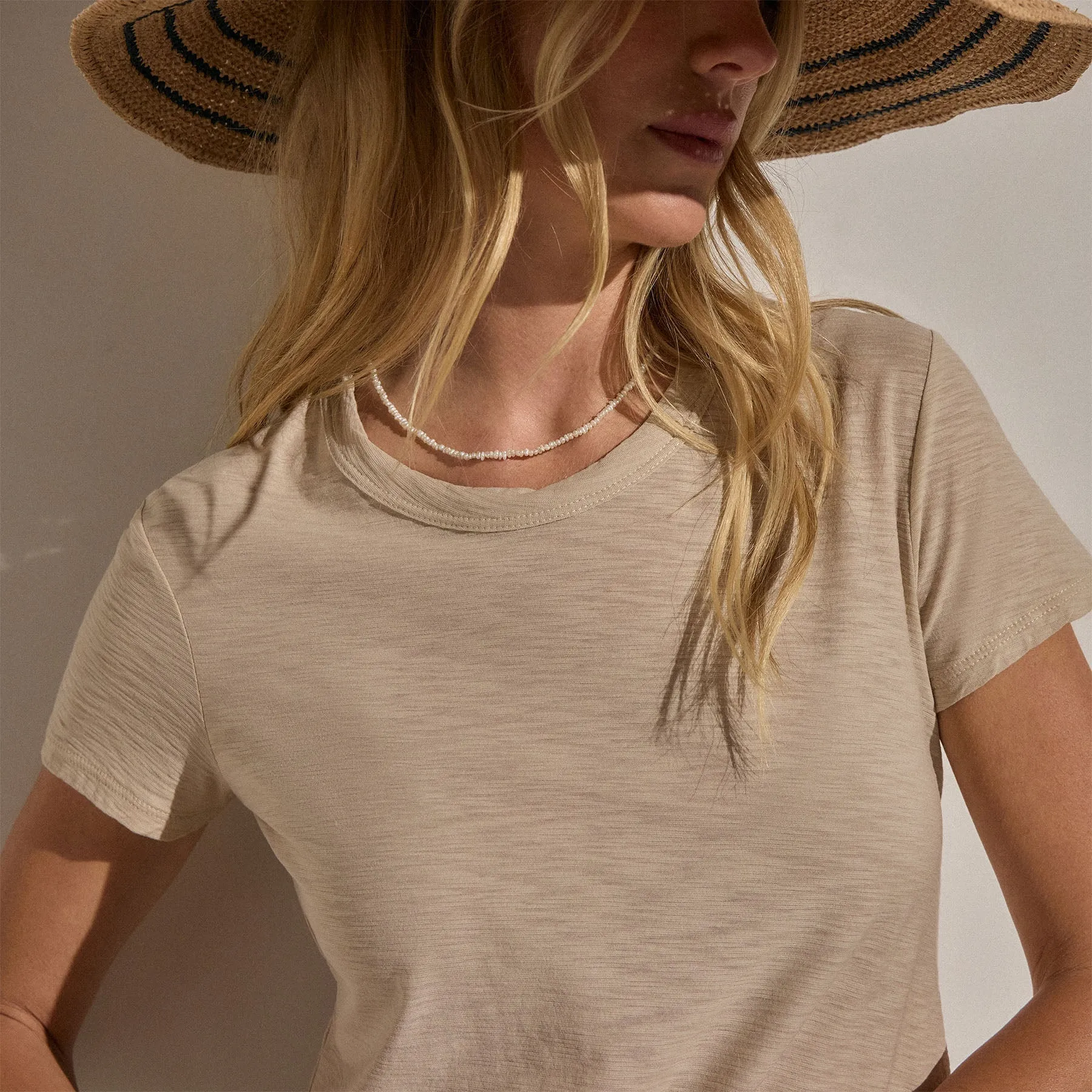 Sheer Slub Crew Neck Tee - Stone sold by James Perse product image thumbnail 2