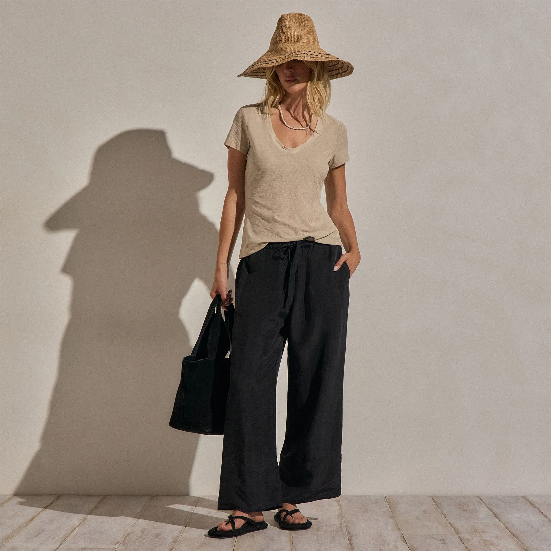 Sheer Slub V Neck - Stone sold by James Perse product image thumbnail 2