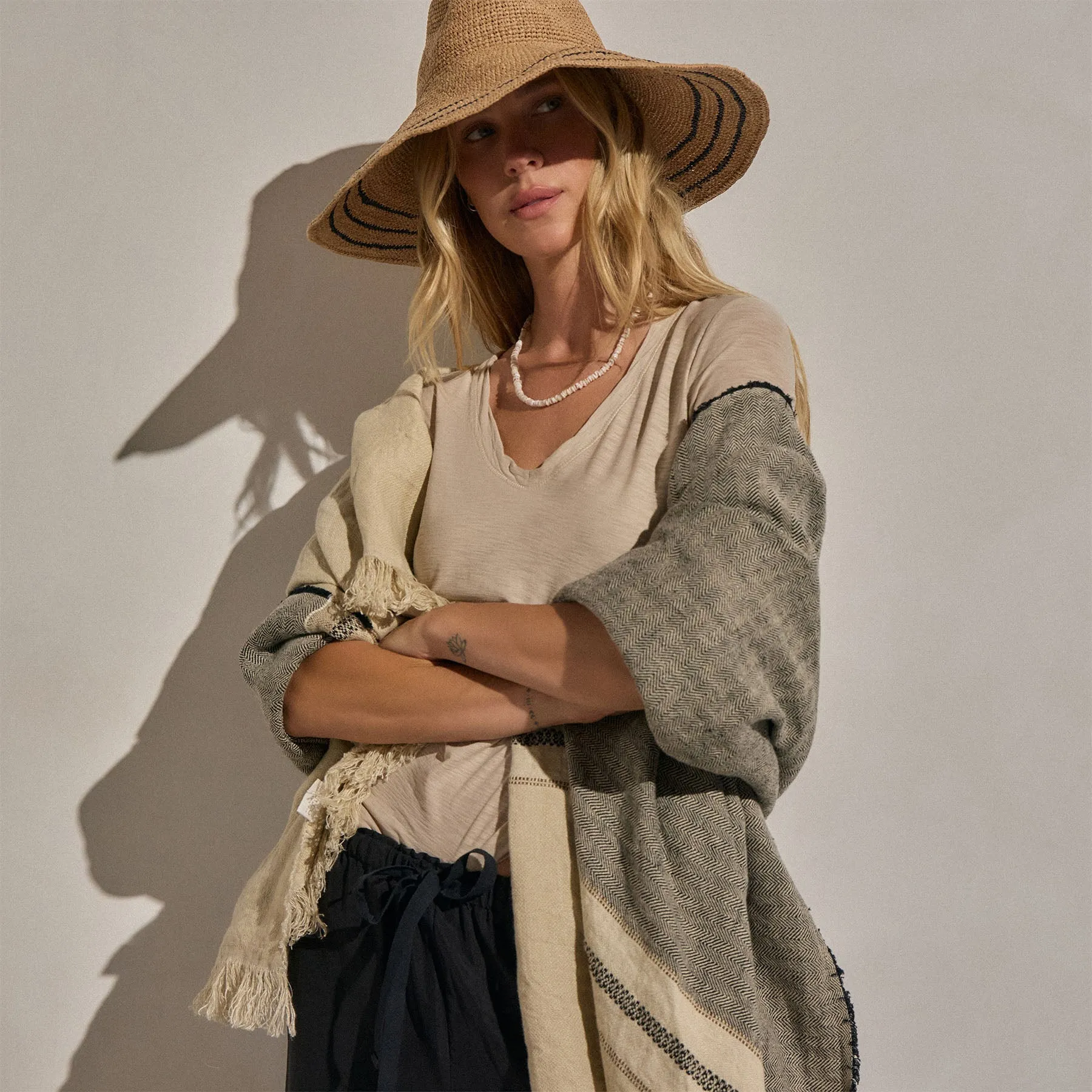 Sheer Slub V Neck - Stone sold by James Perse product image thumbnail 3
