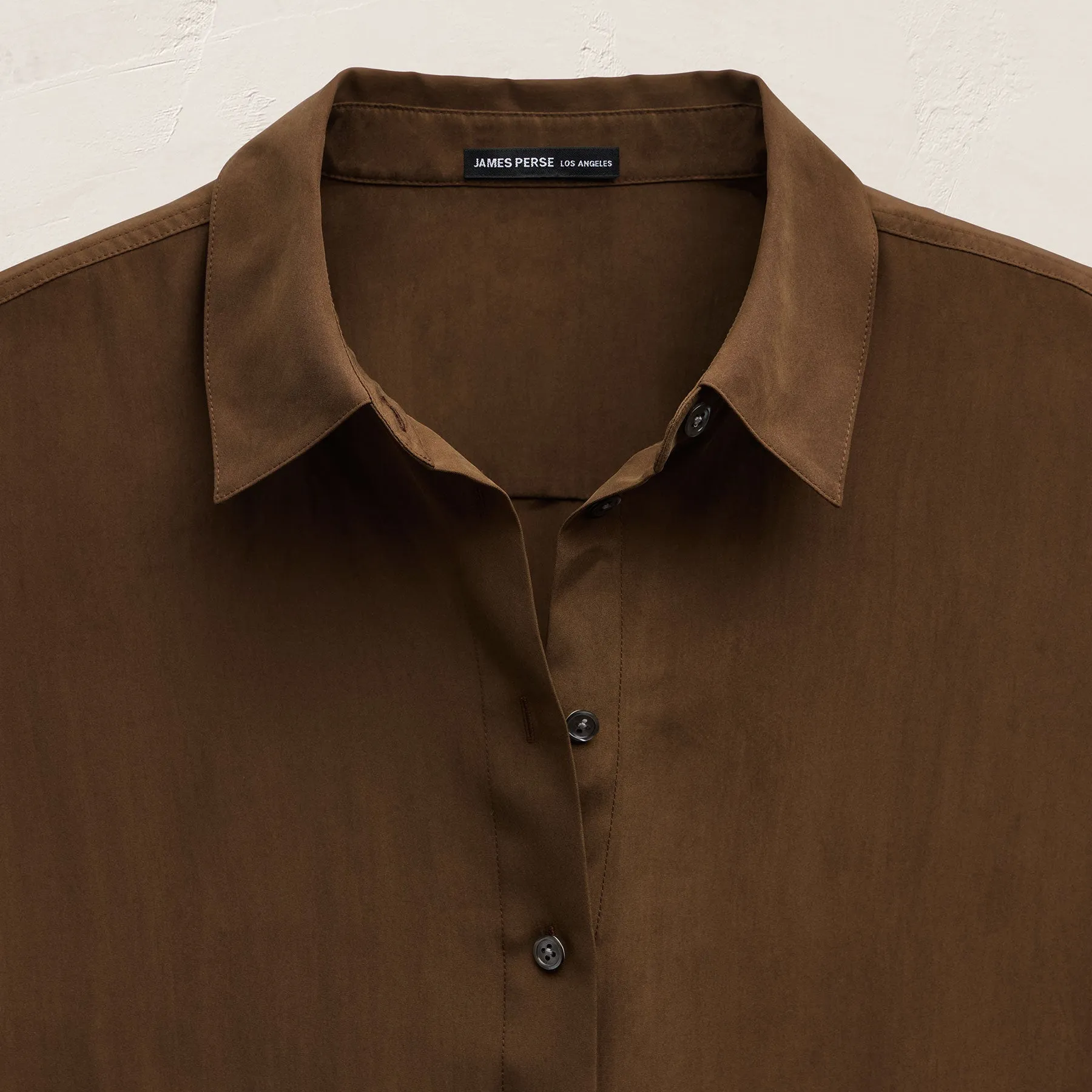 Silk Short Sleeve Shirt - Cocoa sold by James Perse product image thumbnail 4