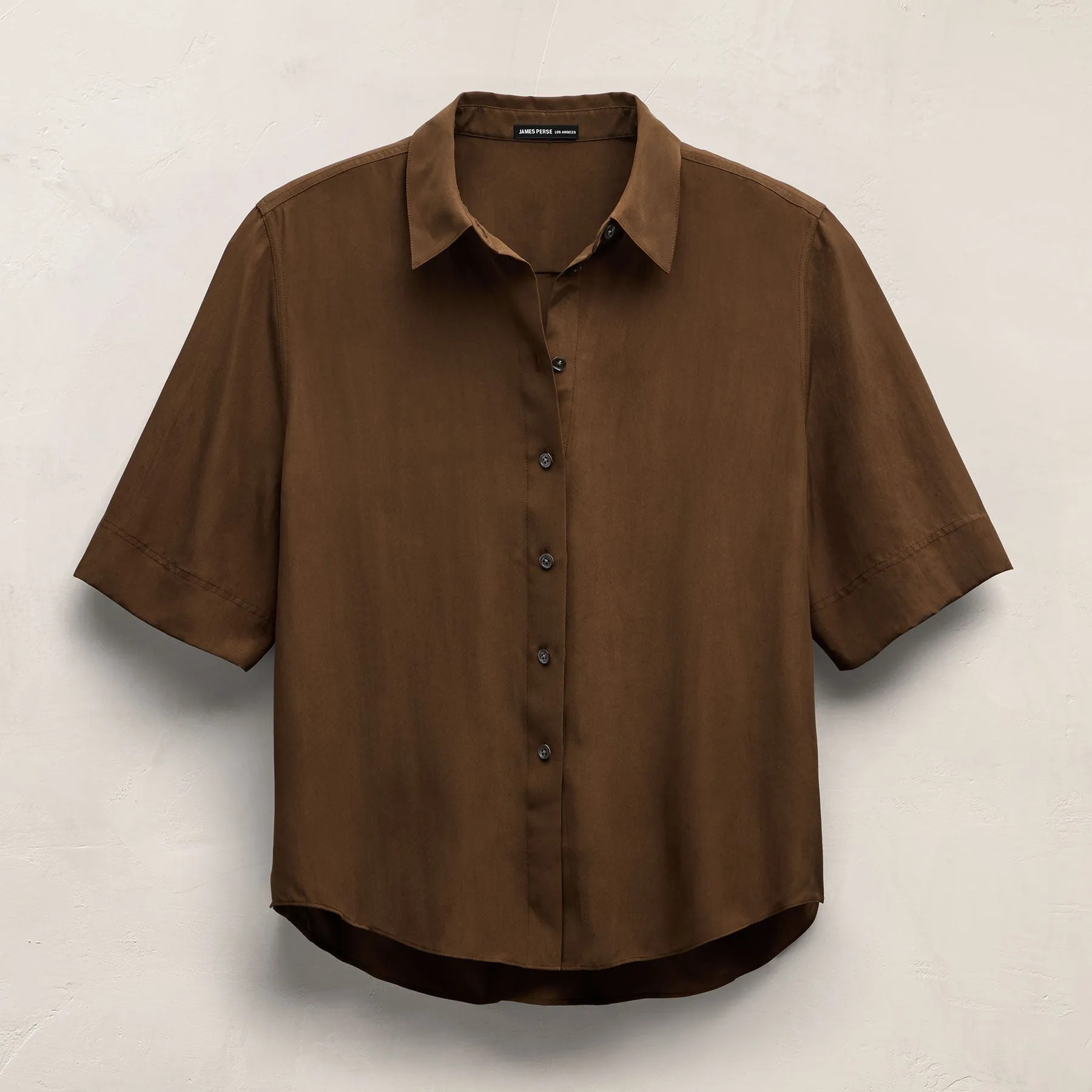 Silk Short Sleeve Shirt - Cocoa sold by James Perse product image thumbnail 2