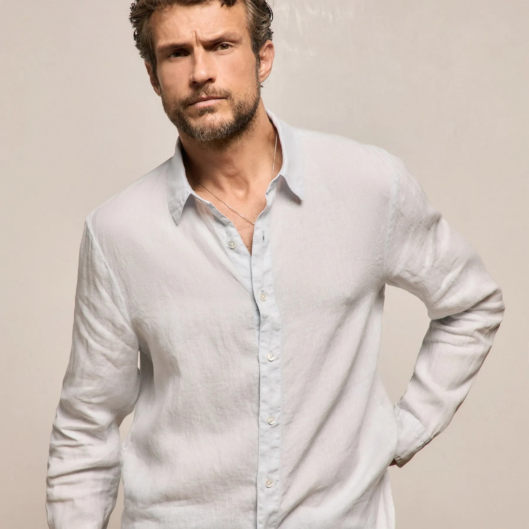 Lightweight Linen Shirt - Memory Pigment sold by James Perse product image thumbnail 4