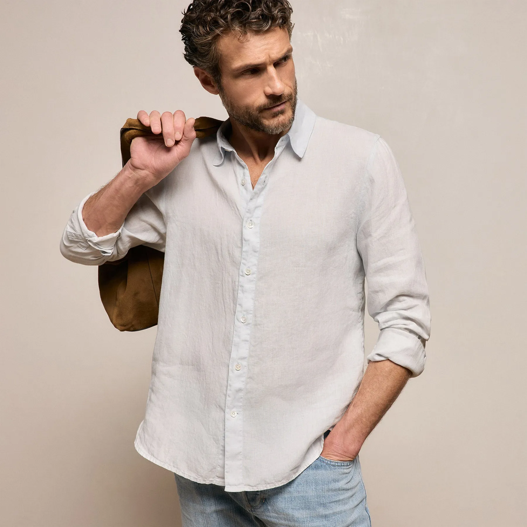 Lightweight Linen Shirt - Memory Pigment sold by James Perse