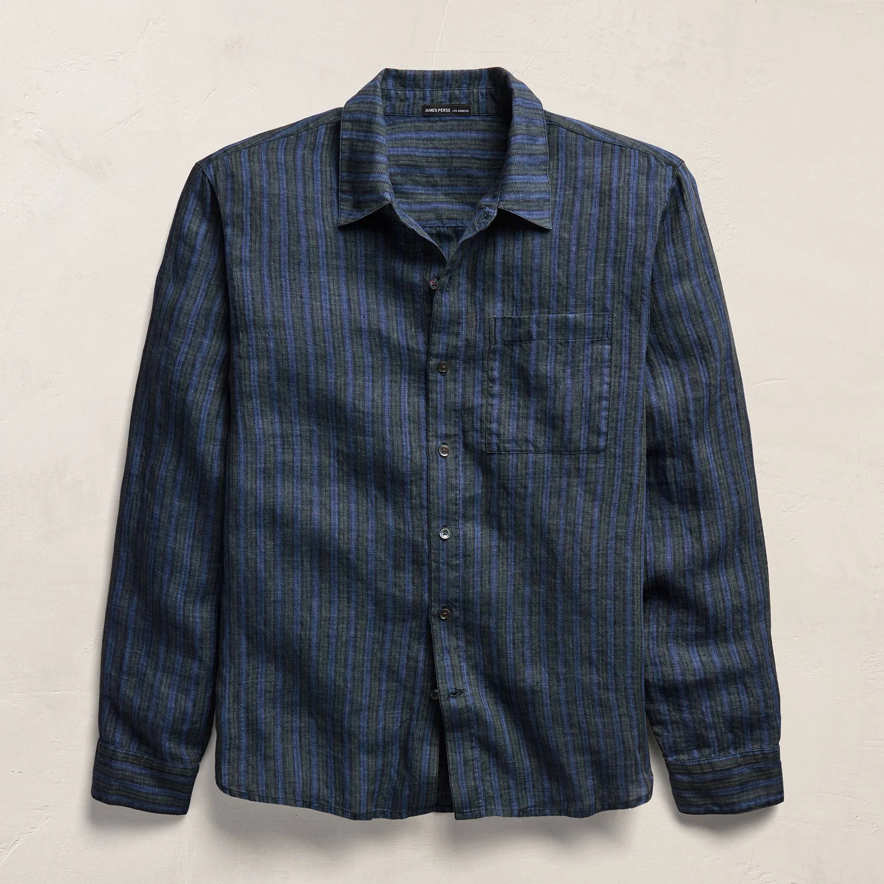 Washed Stripe Linen Shirt - Blue Stripe sold by James Perse
