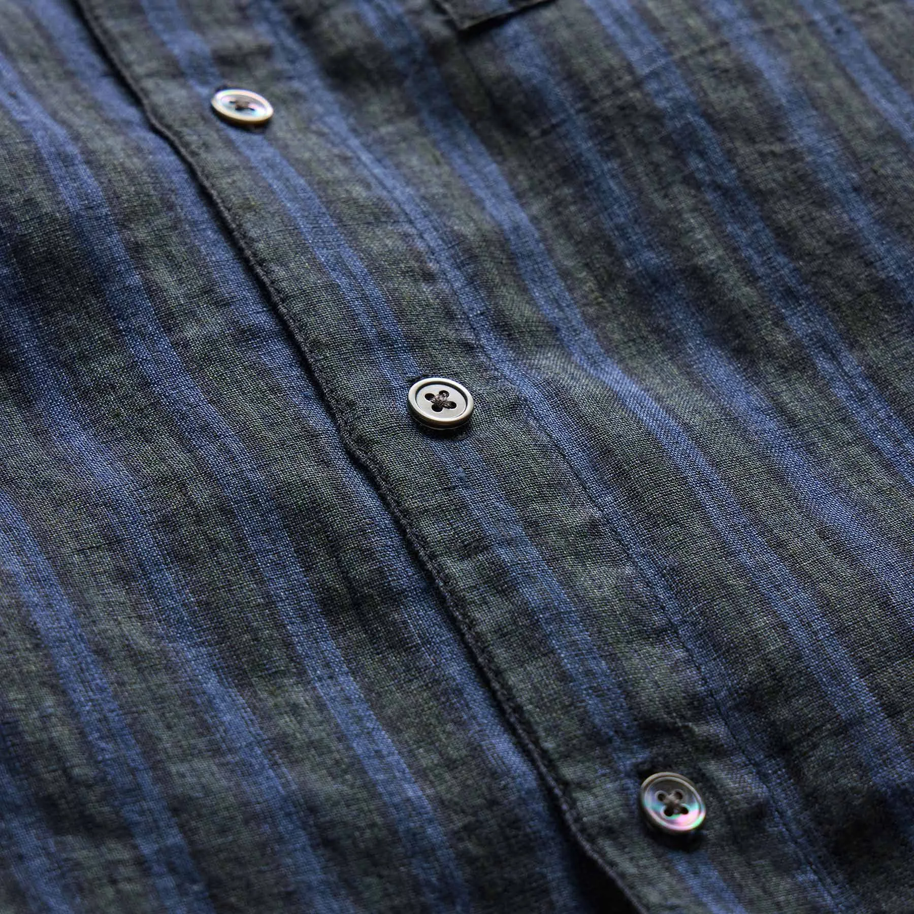 Washed Stripe Linen Shirt - Blue Stripe sold by James Perse product image thumbnail 3