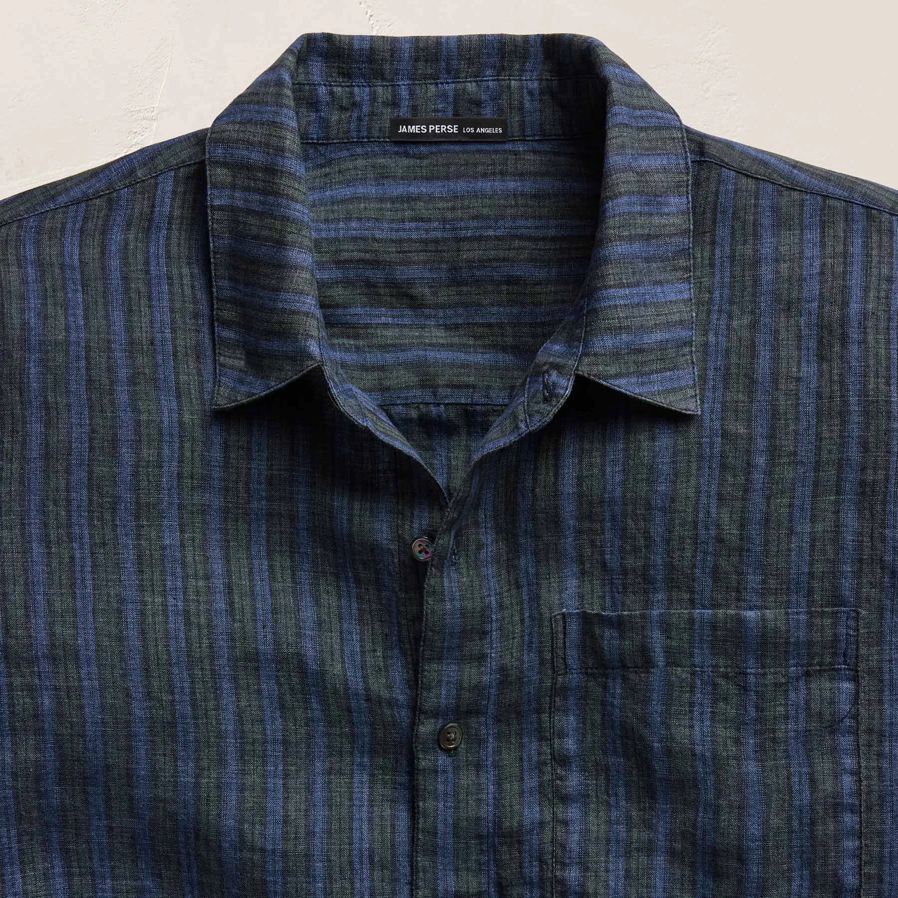 Washed Stripe Linen Shirt - Blue Stripe sold by James Perse product image thumbnail 2