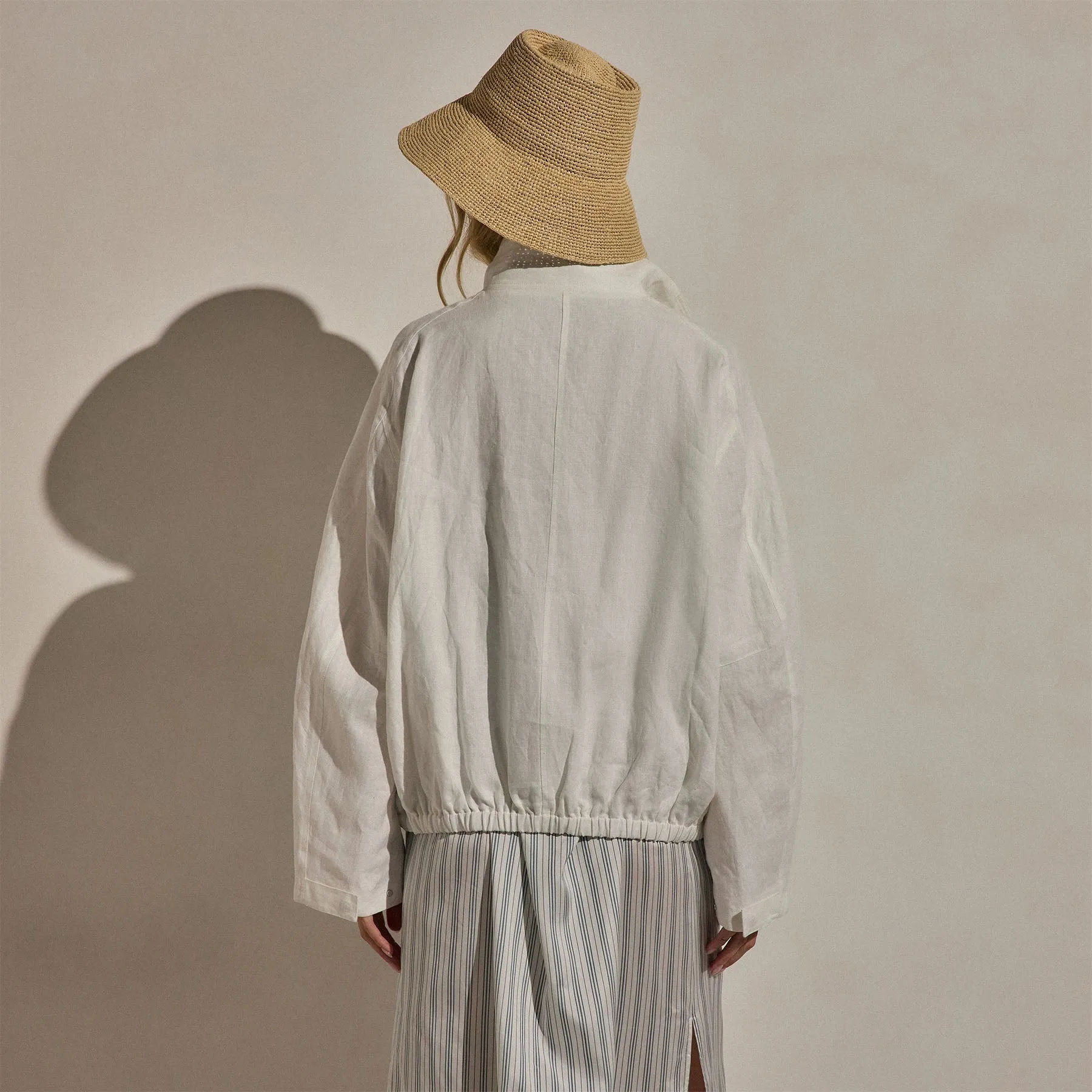 Linen Funnel Neck Jacket - White sold by James Perse product image thumbnail 4