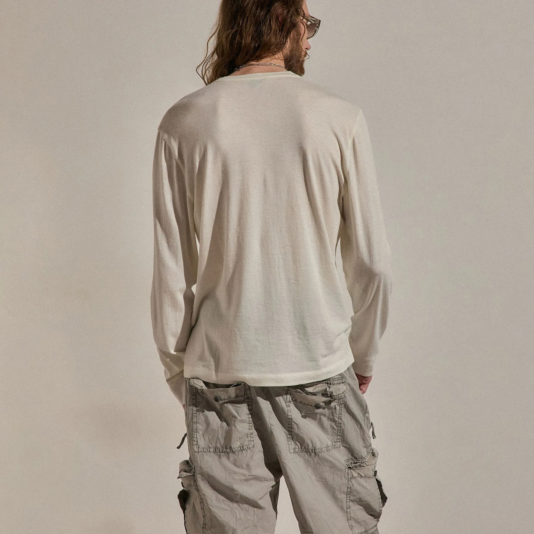 Cotton Cashmere Long Sleeve Henley - White sold by James Perse product image thumbnail 4