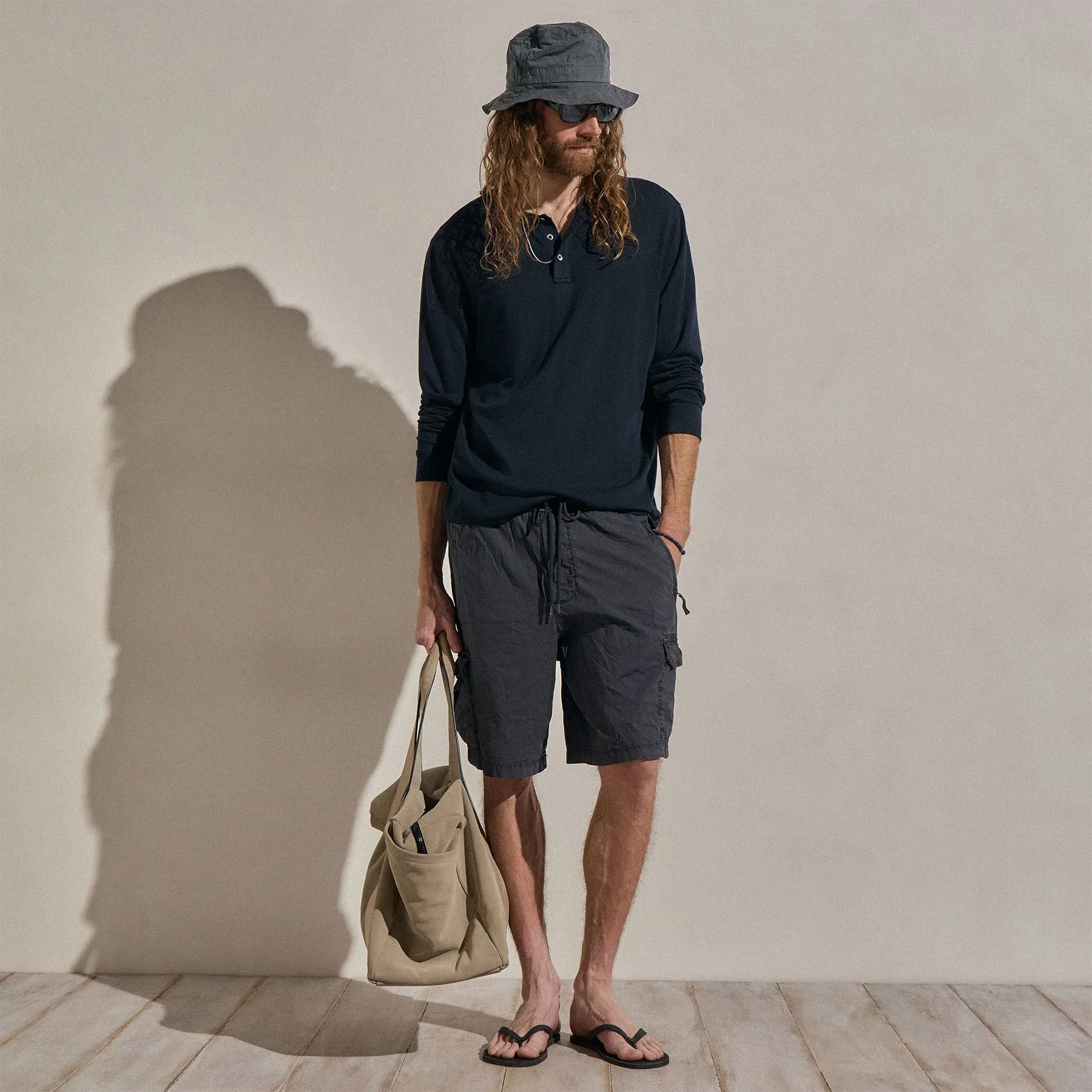 Cotton Cashmere Long Sleeve Henley - Blue Noir sold by James Perse product image thumbnail 3