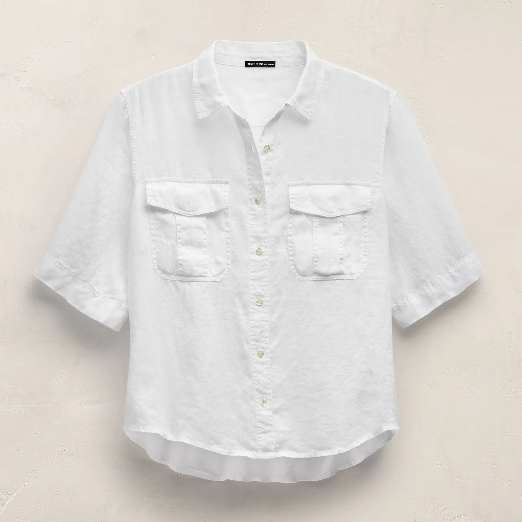 Linen Short Sleeve Utility Shirt - White sold by James Perse product image thumbnail 2