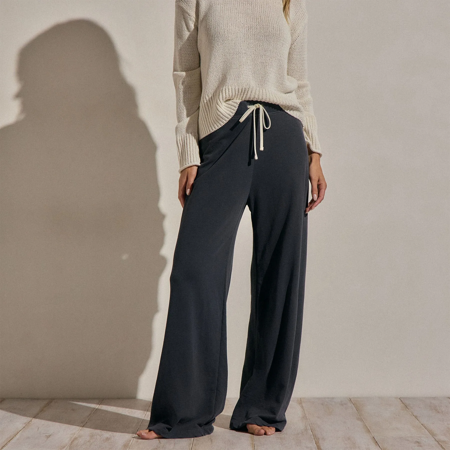 Vintage French Terry Wide Leg Sweatpant - Blue Noir Pigment sold by James Perse