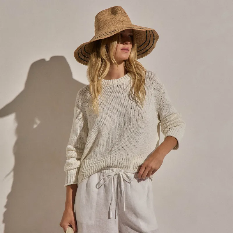 Textured Linen Cotton Sweater - Off White made by James Perse