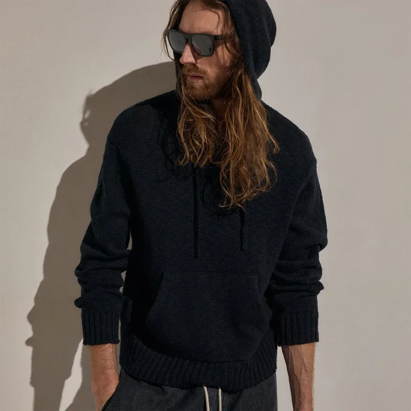 Cotton Linen Hoodie - Black made by James Perse