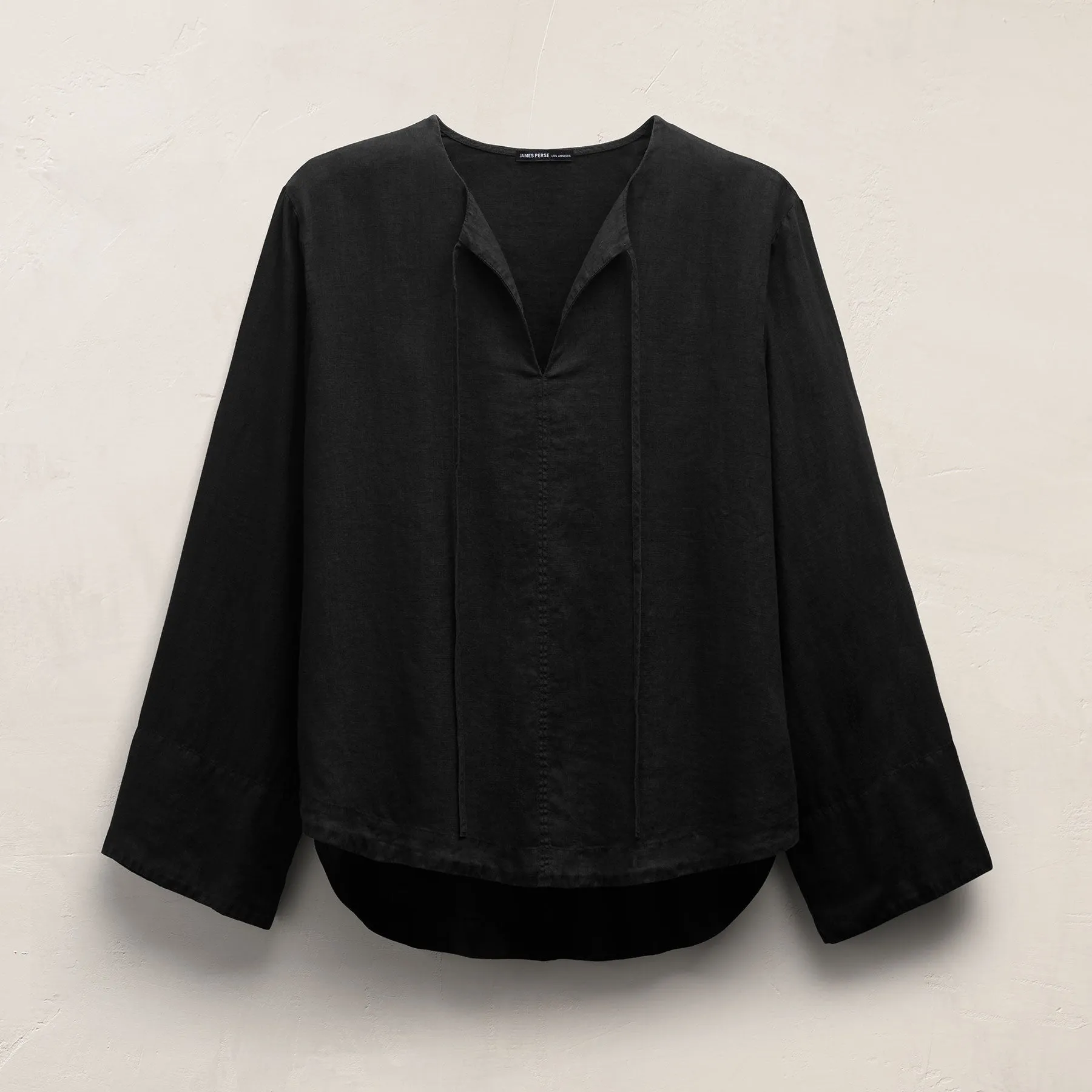 Linen Tie Front Tunic Top - Black sold by James Perse product image thumbnail 2