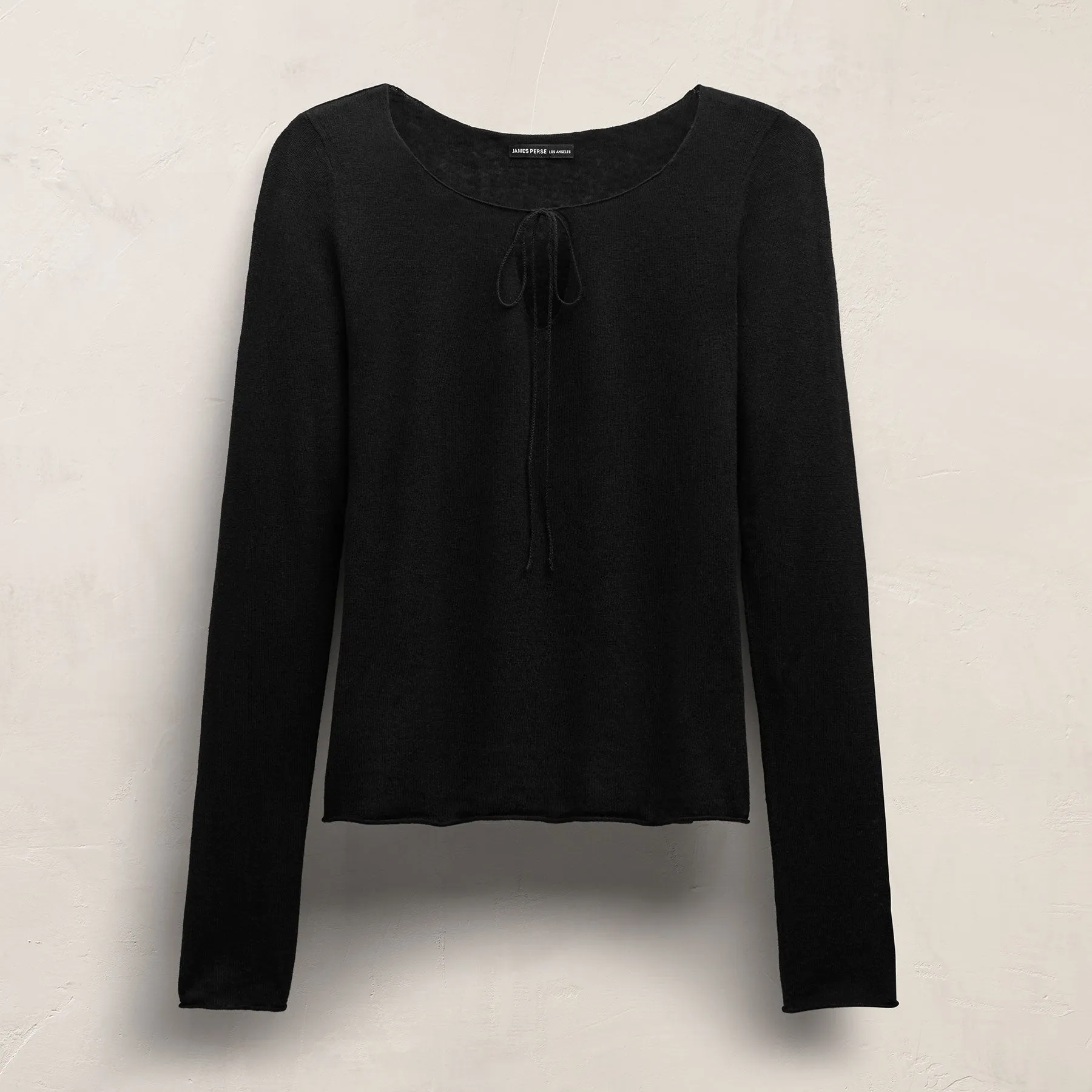 Linen Cotton Keyhole Sweater - Black sold by James Perse product image thumbnail 2