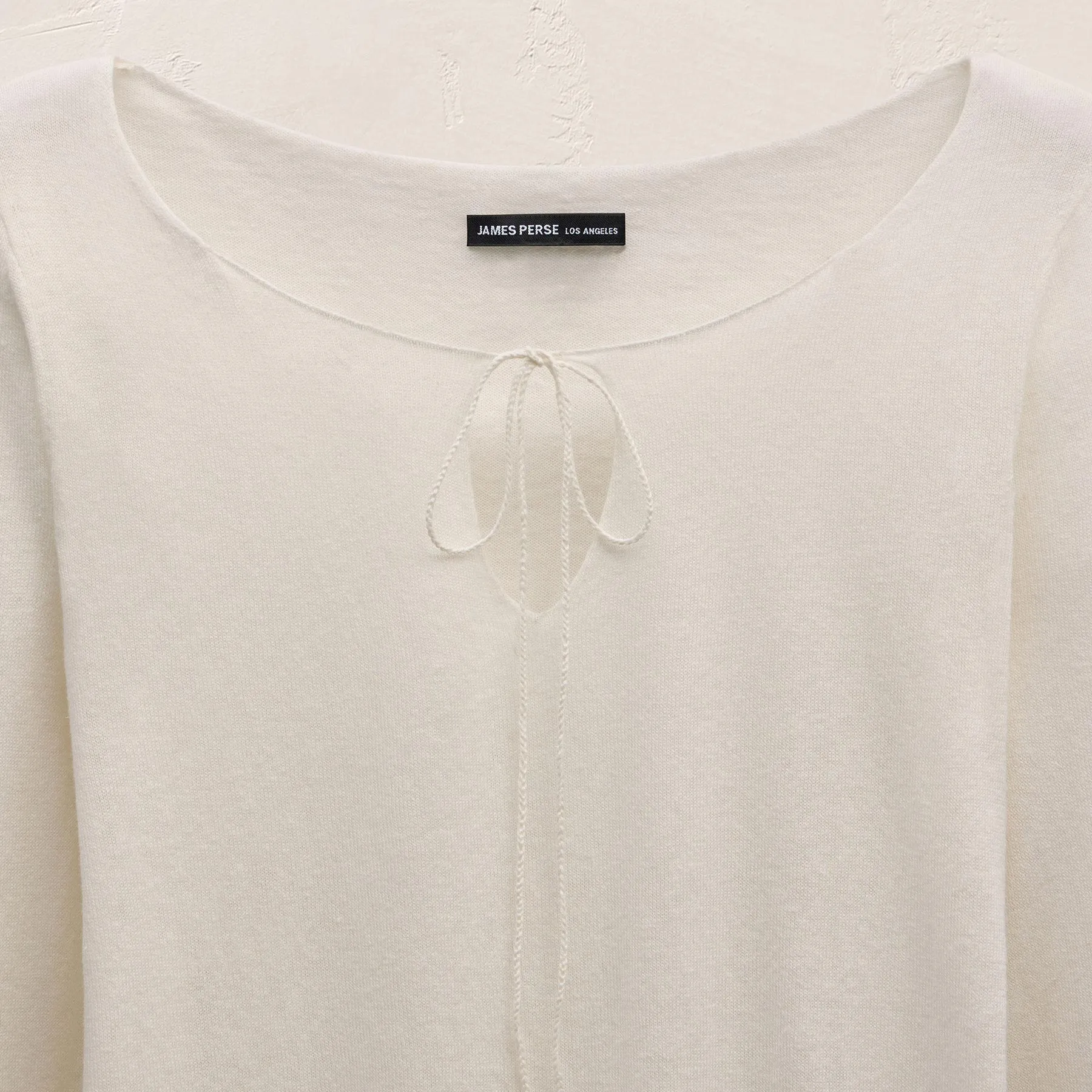 Linen Cotton Keyhole Sweater - Off White sold by James Perse product image thumbnail 5