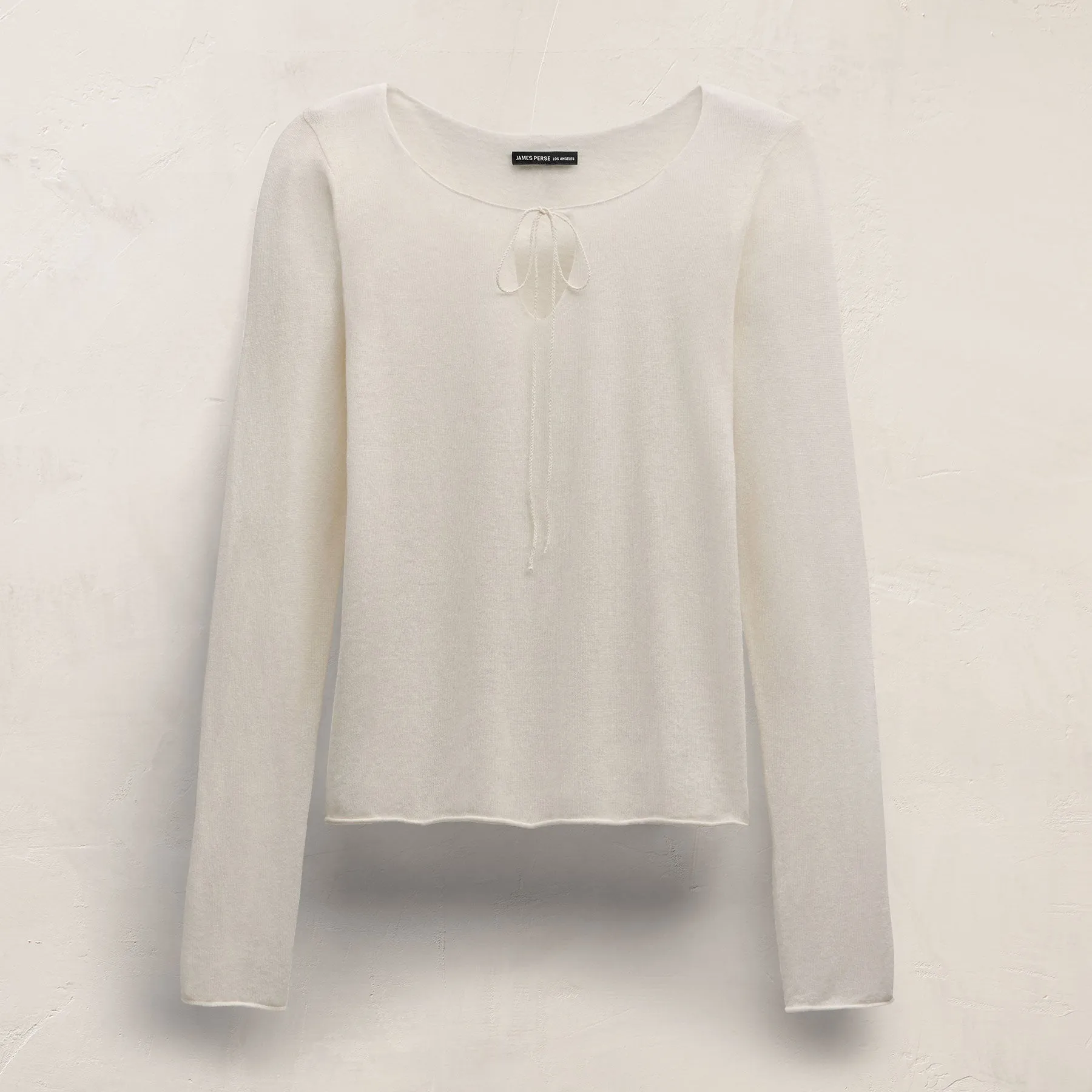 Linen Cotton Keyhole Sweater - Off White sold by James Perse product image thumbnail 2