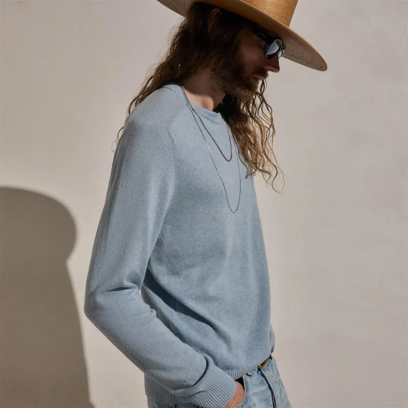 Cotton Cashmere Raglan Crew - Sky Blue made by James Perse