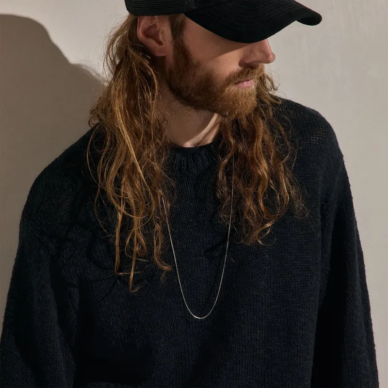 Cotton Linen Crew Sweater - Black made by James Perse