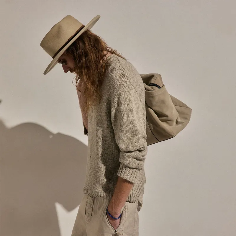 Cotton Linen Crew Sweater - Taupe made by James Perse