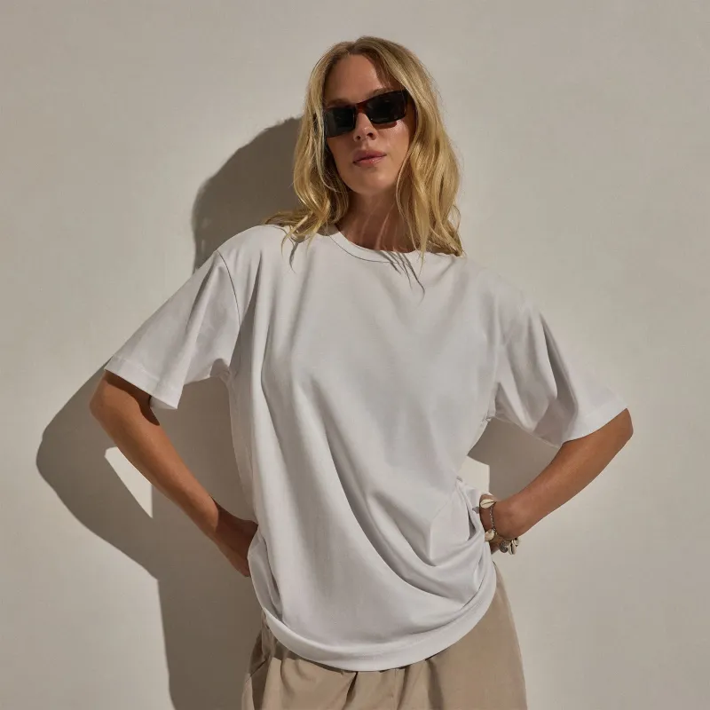 Cotton Jersey Oversized Tee - White made by James Perse
