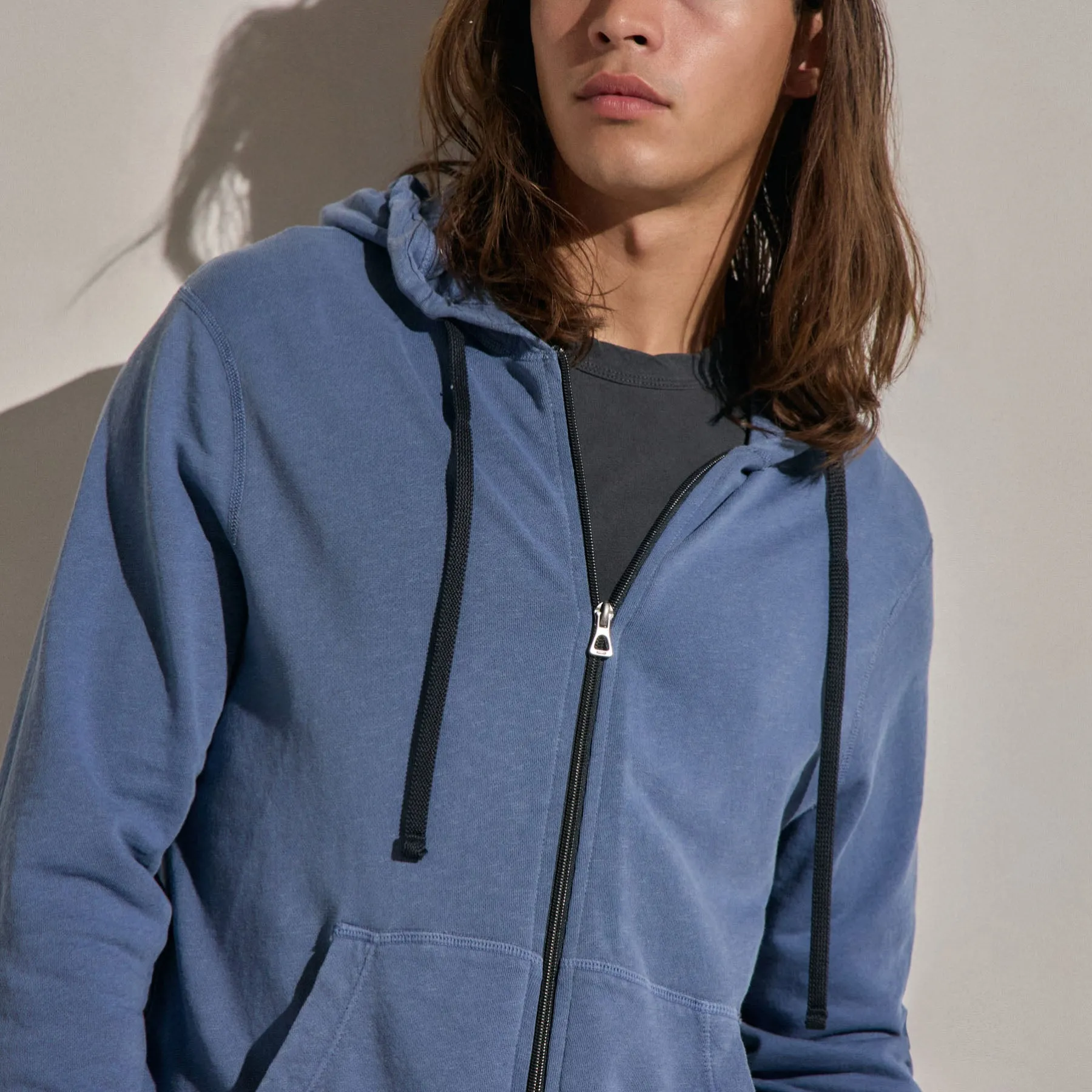 Vintage French Terry Zip Up Hoodie - Danube Pigment sold by James Perse product image thumbnail 4