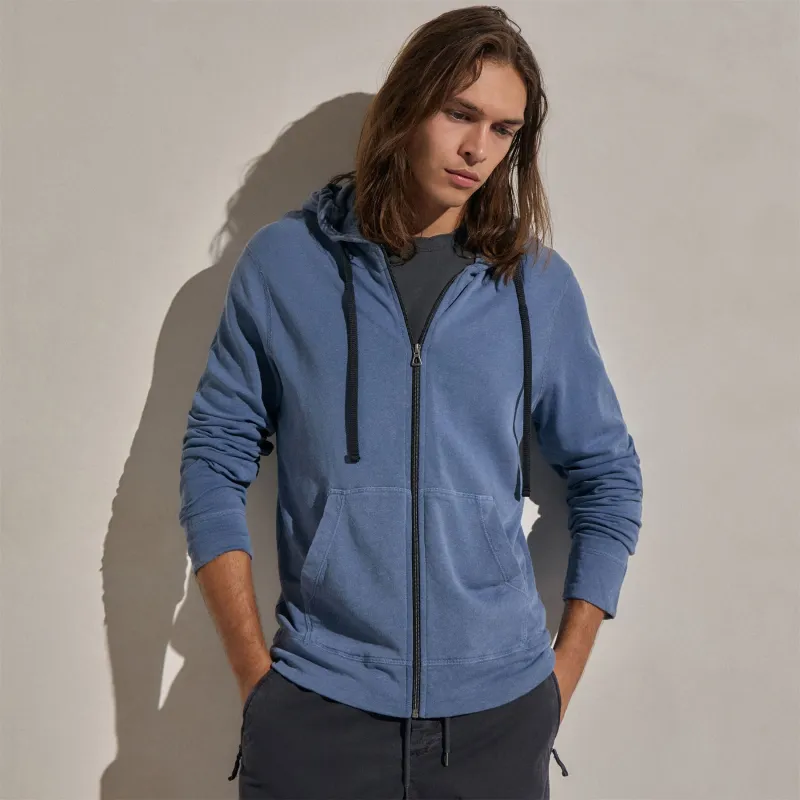 Vintage French Terry Zip Up Hoodie - Danube Pigment made by James Perse