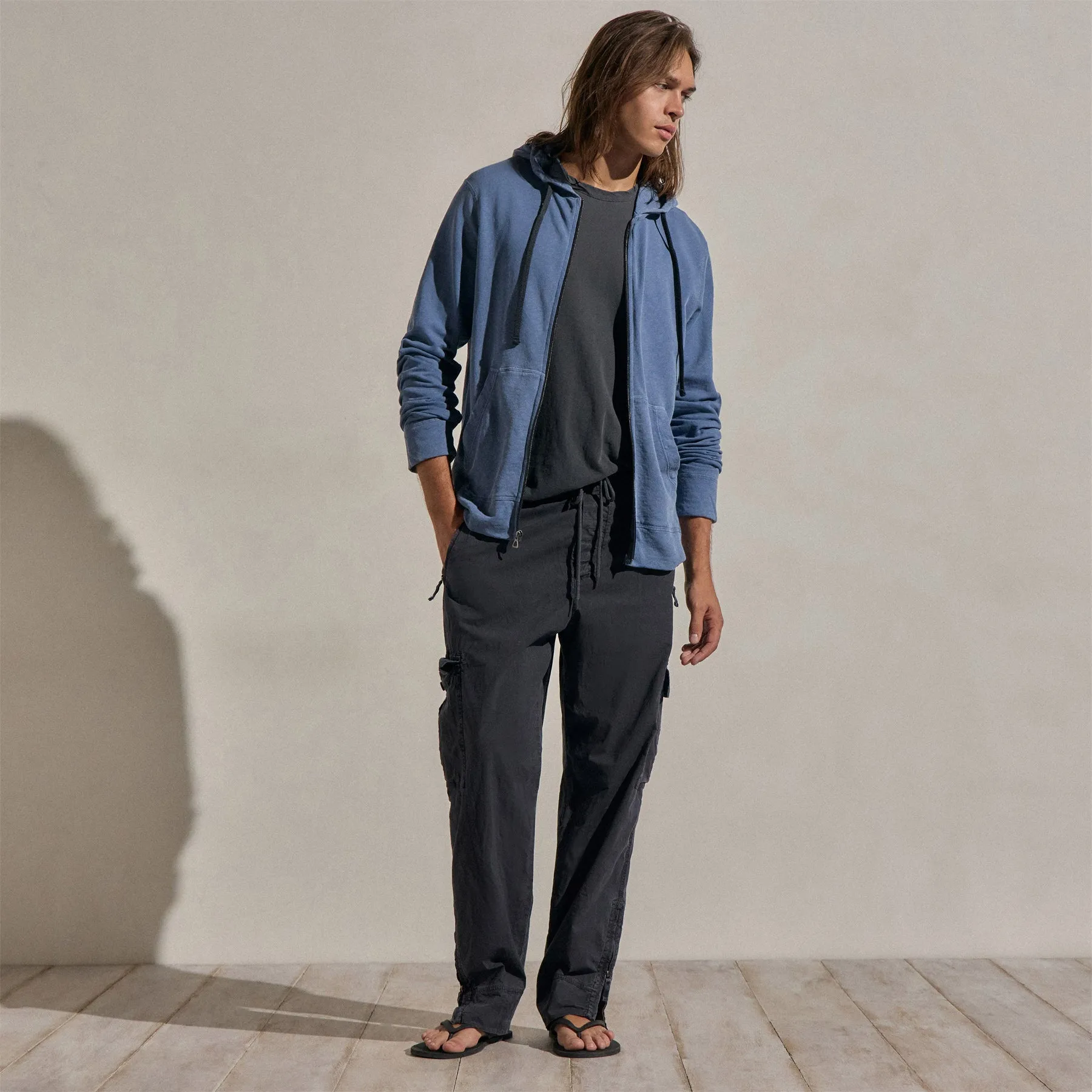 Vintage French Terry Zip Up Hoodie - Danube Pigment sold by James Perse product image thumbnail 3