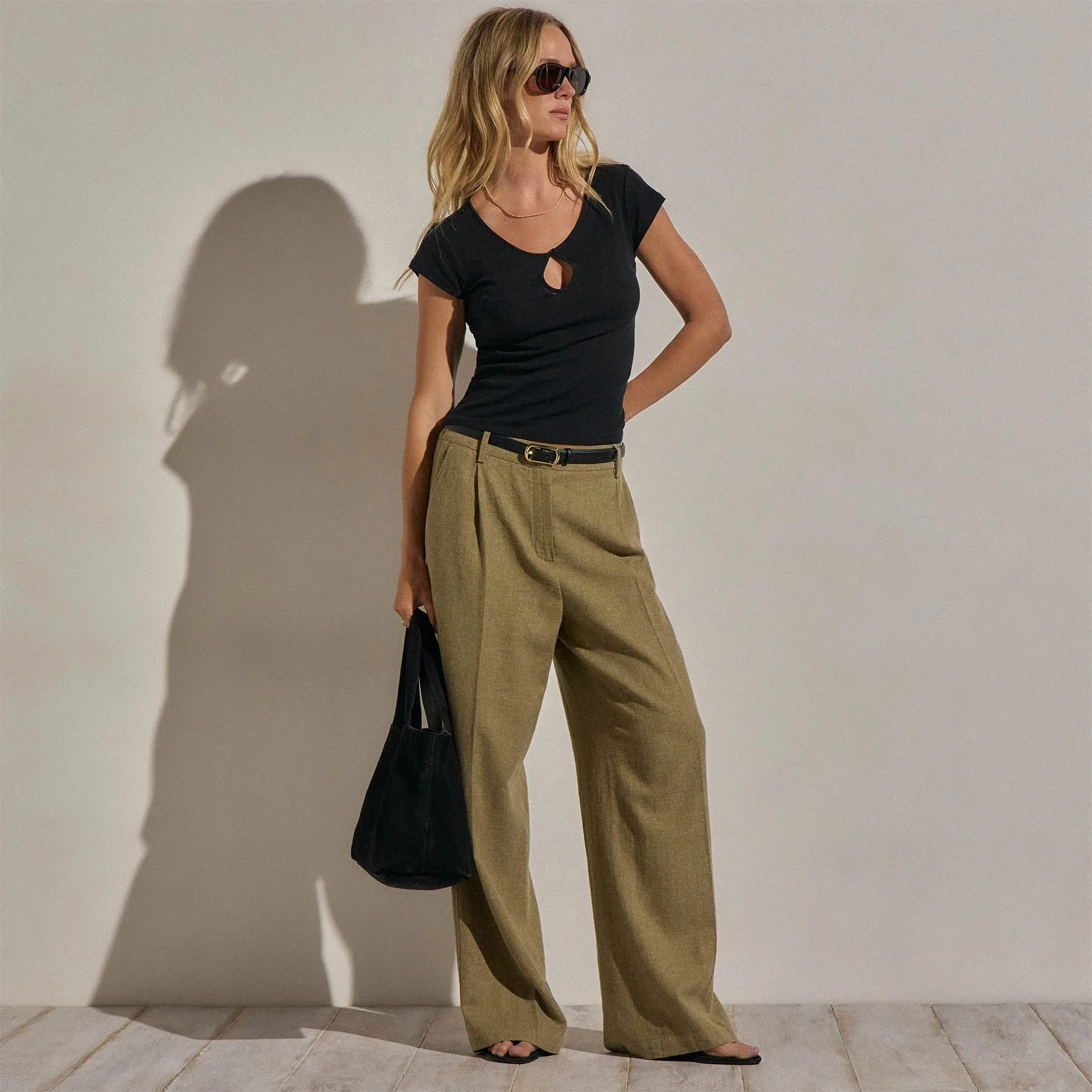 Cotton Cashmere Keyhole Tee - Black sold by James Perse product image thumbnail 3