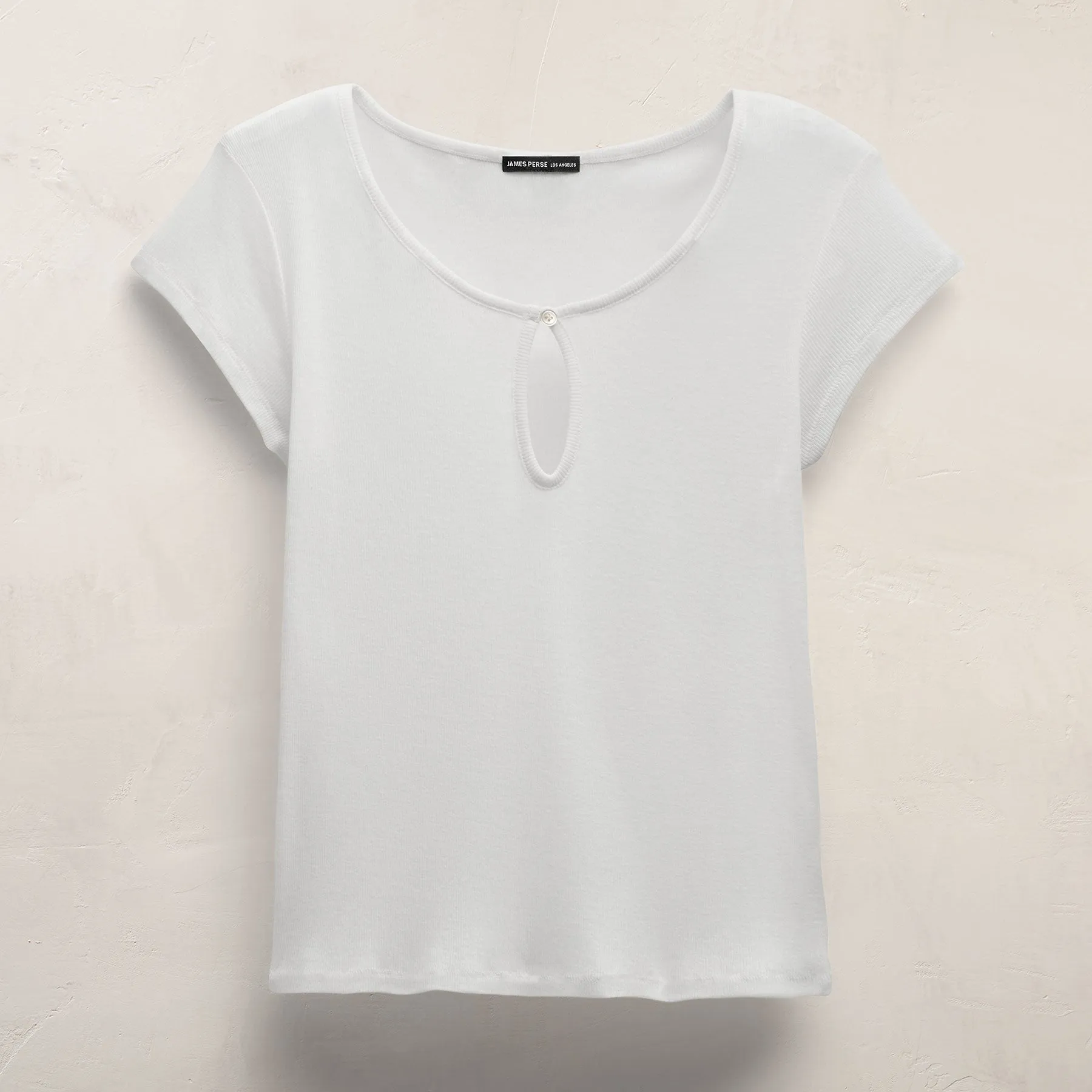 Cotton Cashmere Keyhole Tee - White sold by James Perse product image thumbnail 2
