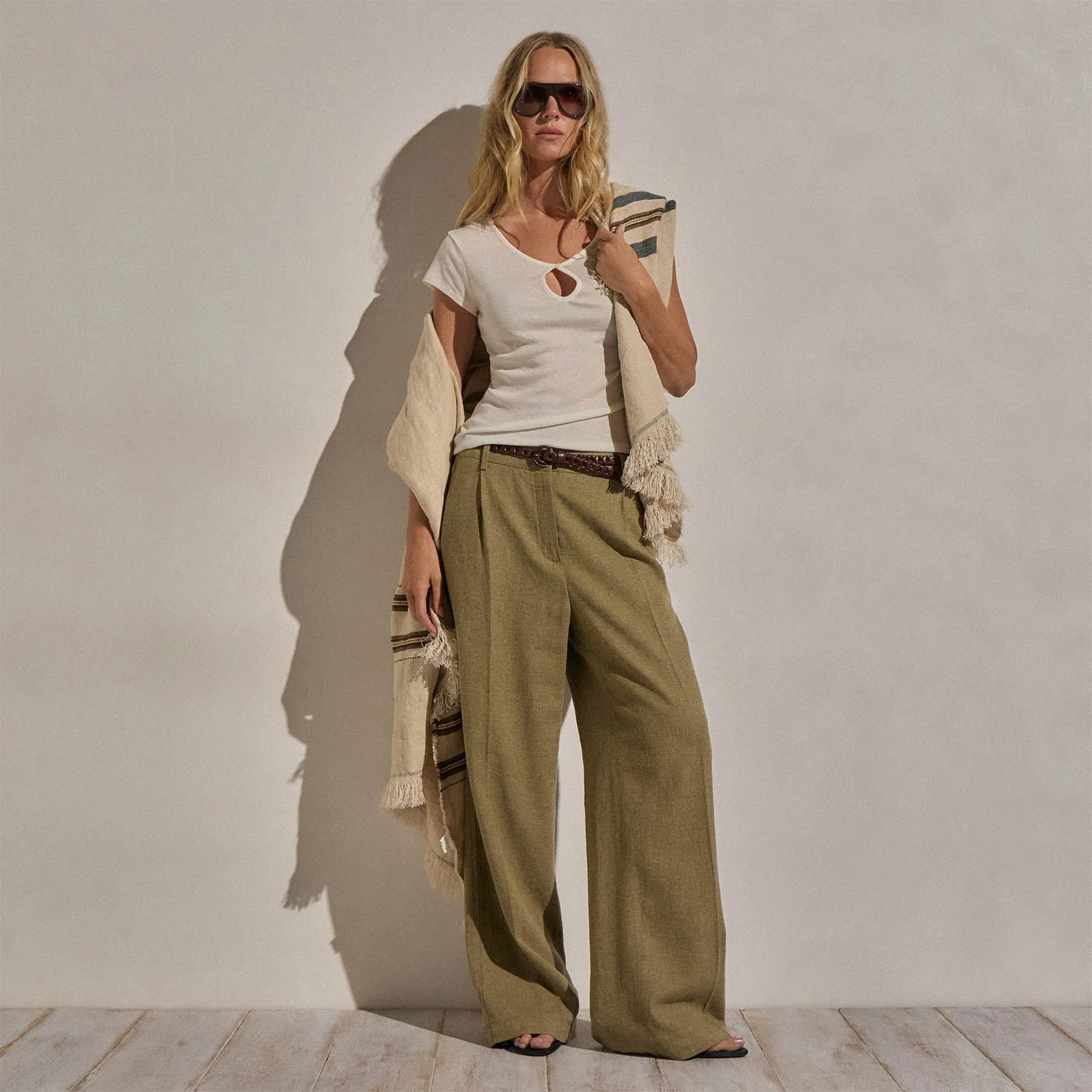 Cotton Cashmere Keyhole Tee - White sold by James Perse product image thumbnail 3