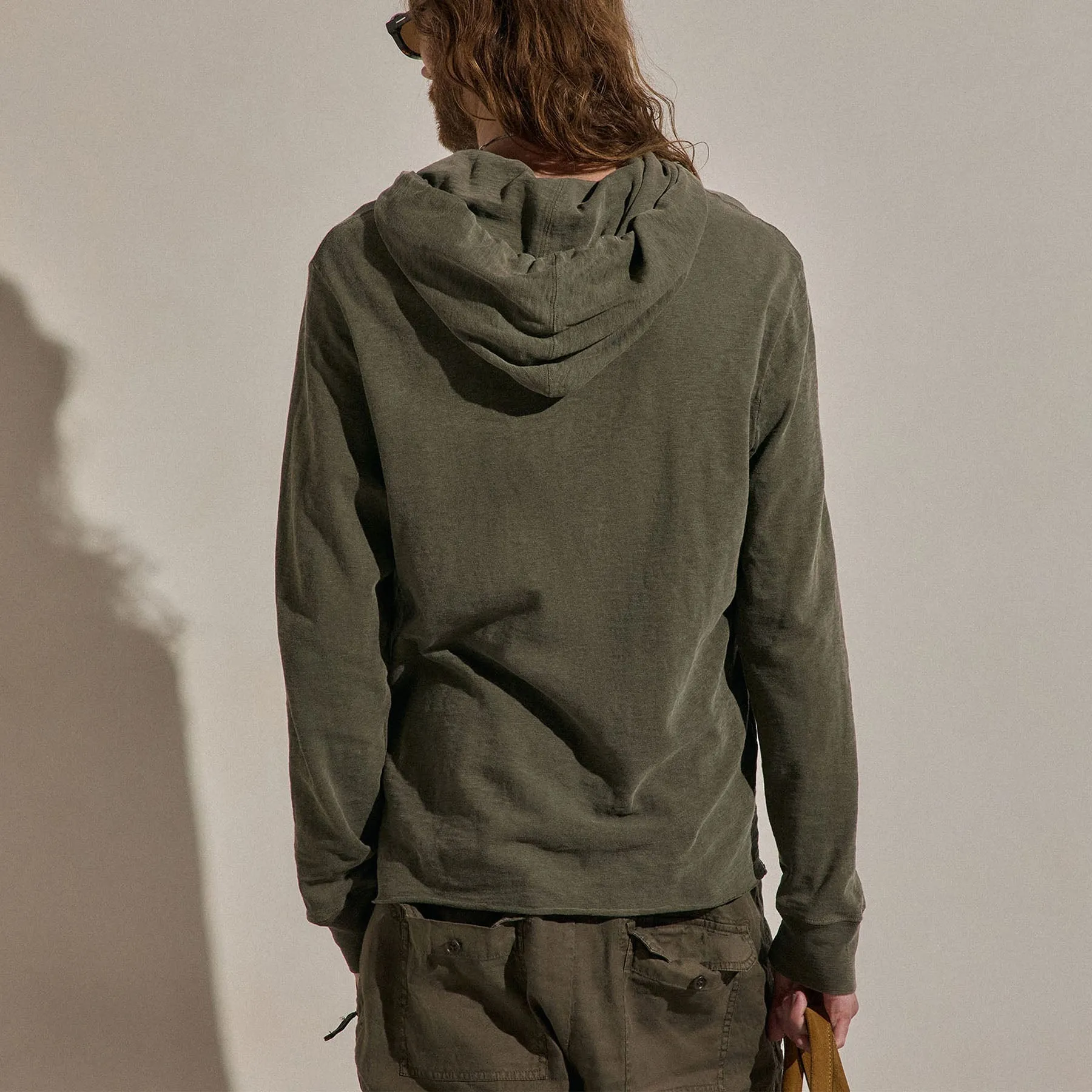 Cotton Slub Hoodie - Army Green Pigment sold by James Perse product image thumbnail 4