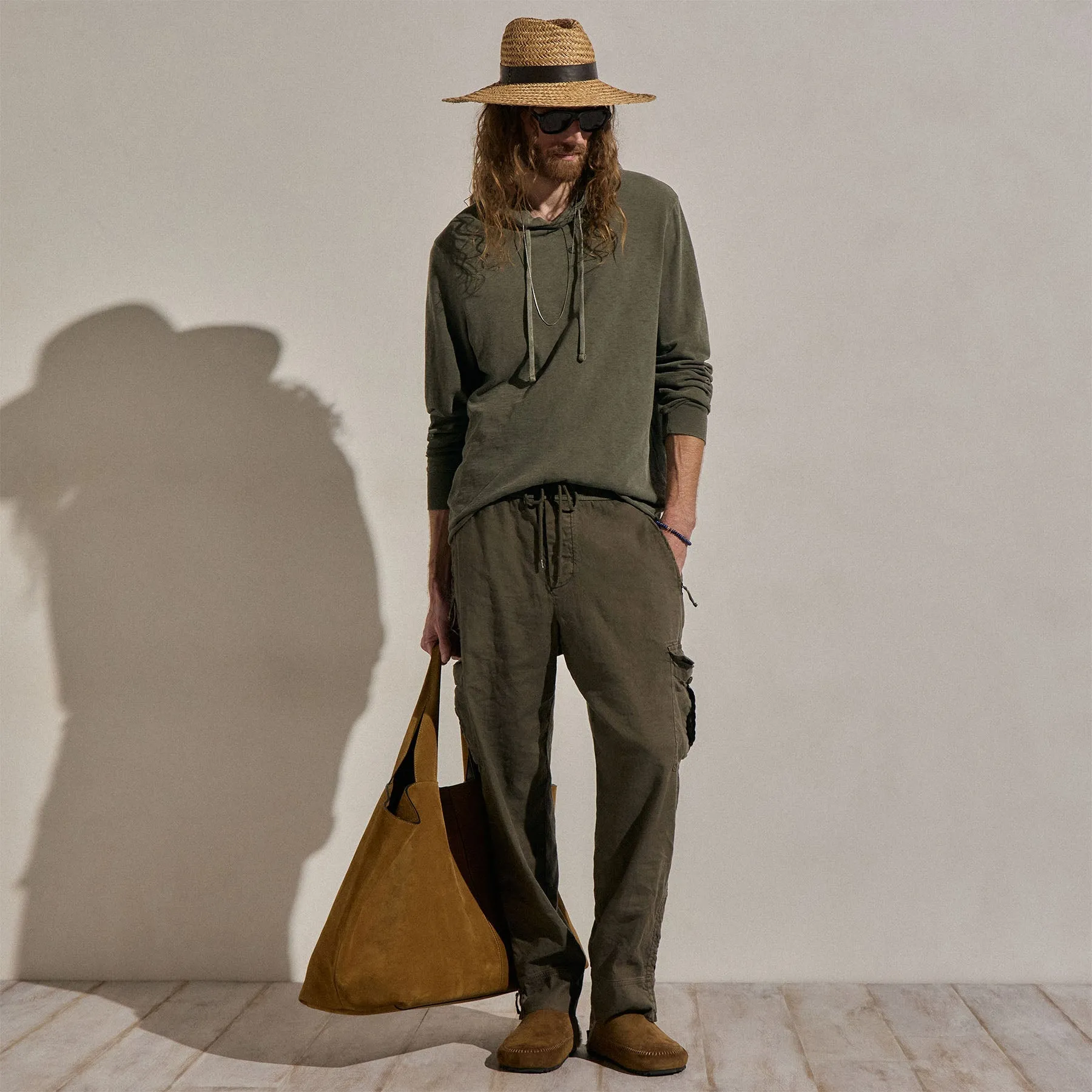 Cotton Slub Hoodie - Army Green Pigment sold by James Perse product image thumbnail 3