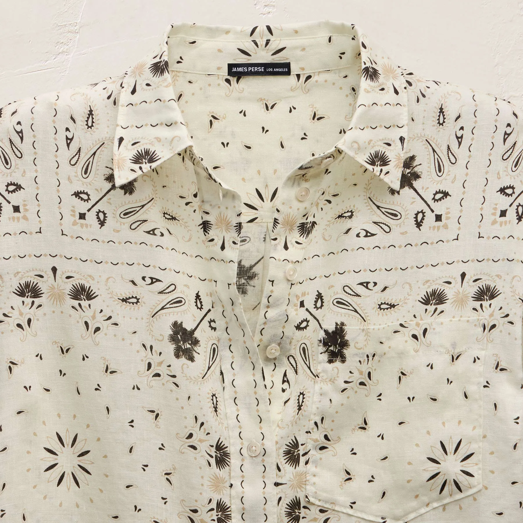 Palm Paisley Linen Shirt - Ivory Bandana Print sold by James Perse product image thumbnail 2