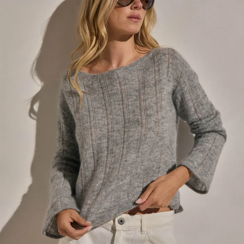 Mohair Open Stitch Sweater - Heather Grey made by James Perse