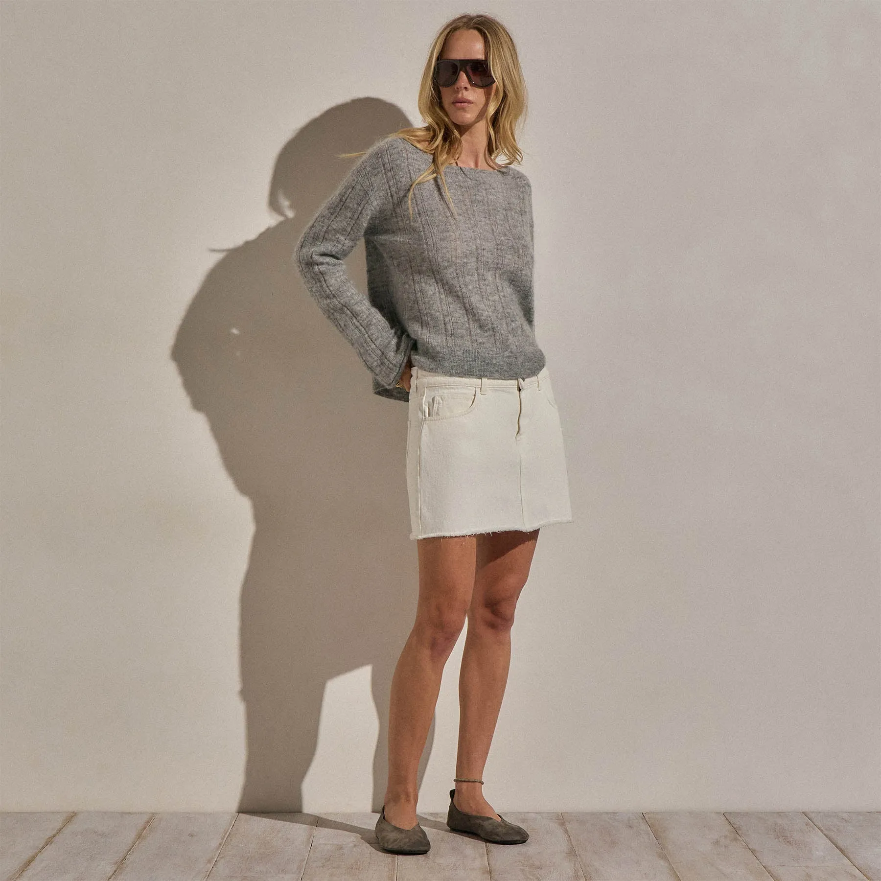 Mohair Open Stitch Sweater - Heather Grey sold by James Perse product image thumbnail 3