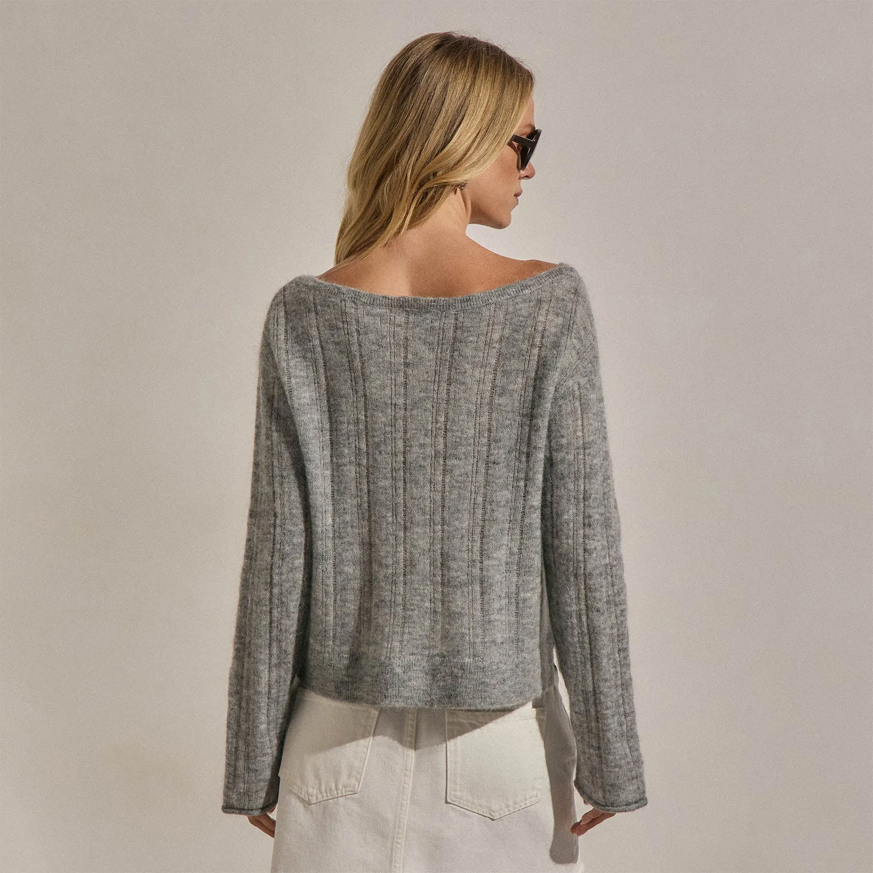 Mohair Open Stitch Sweater - Heather Grey sold by James Perse product image thumbnail 4