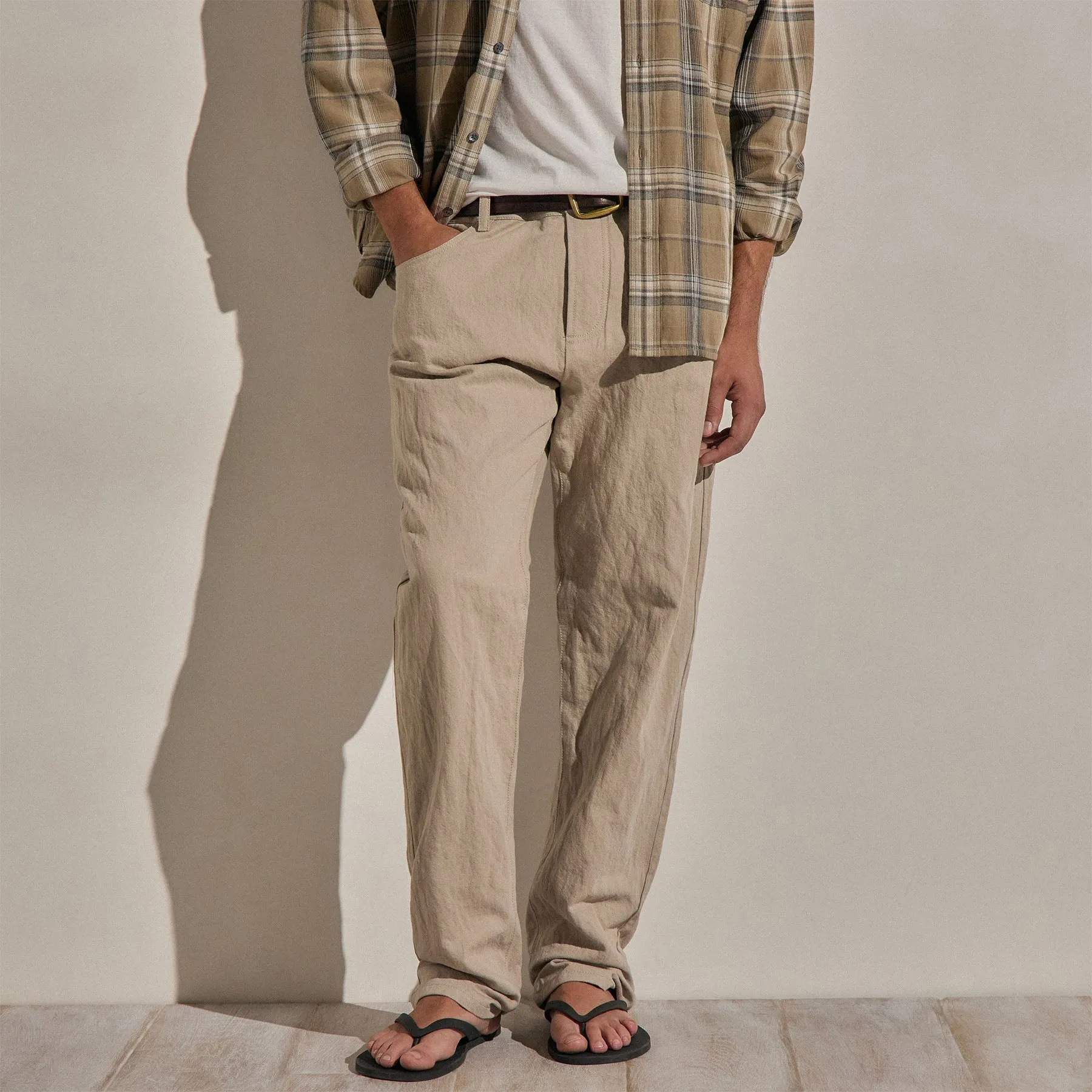 Cotton Metal Twill Pant - Flax sold by James Perse