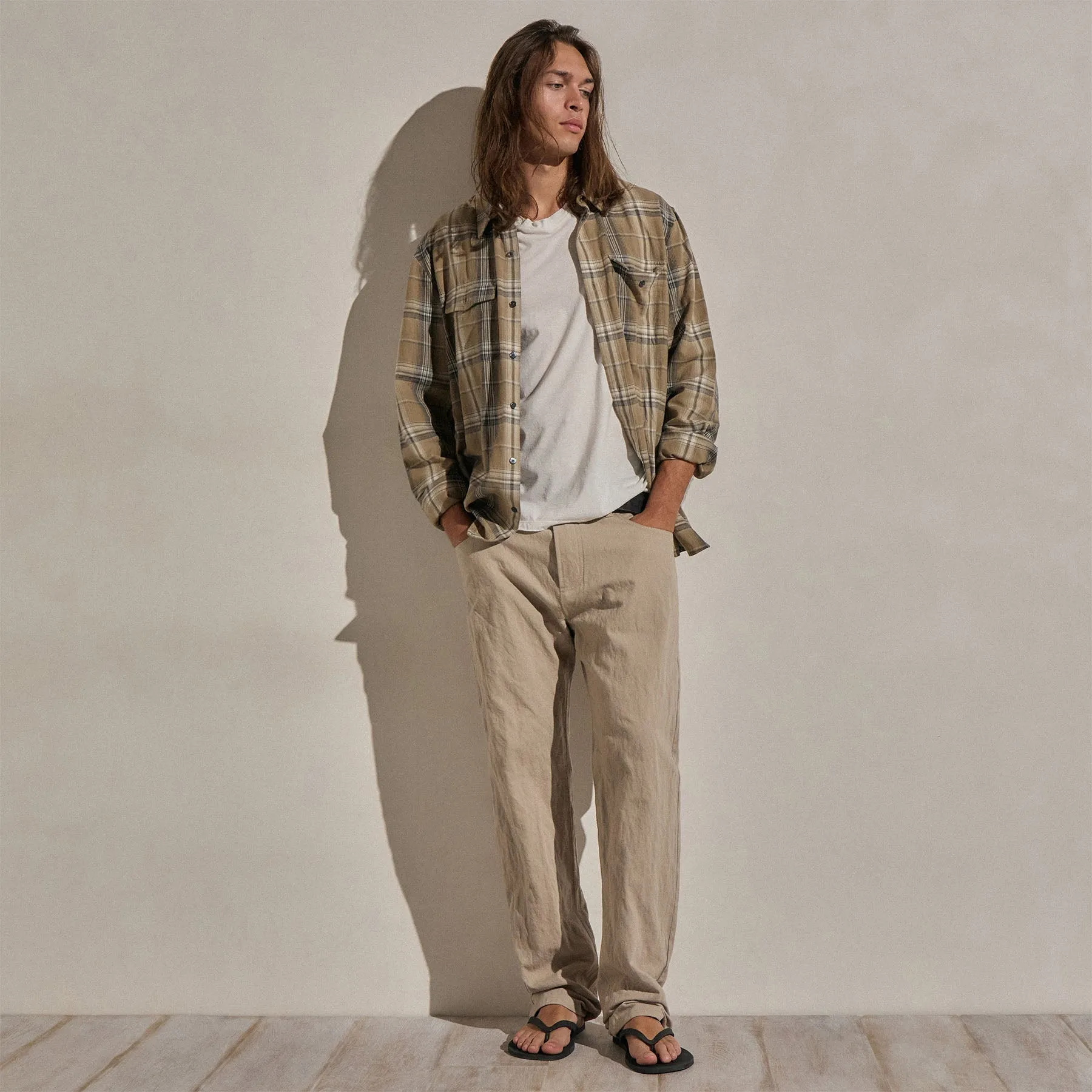 Cotton Metal Twill Pant - Flax sold by James Perse product image thumbnail 3