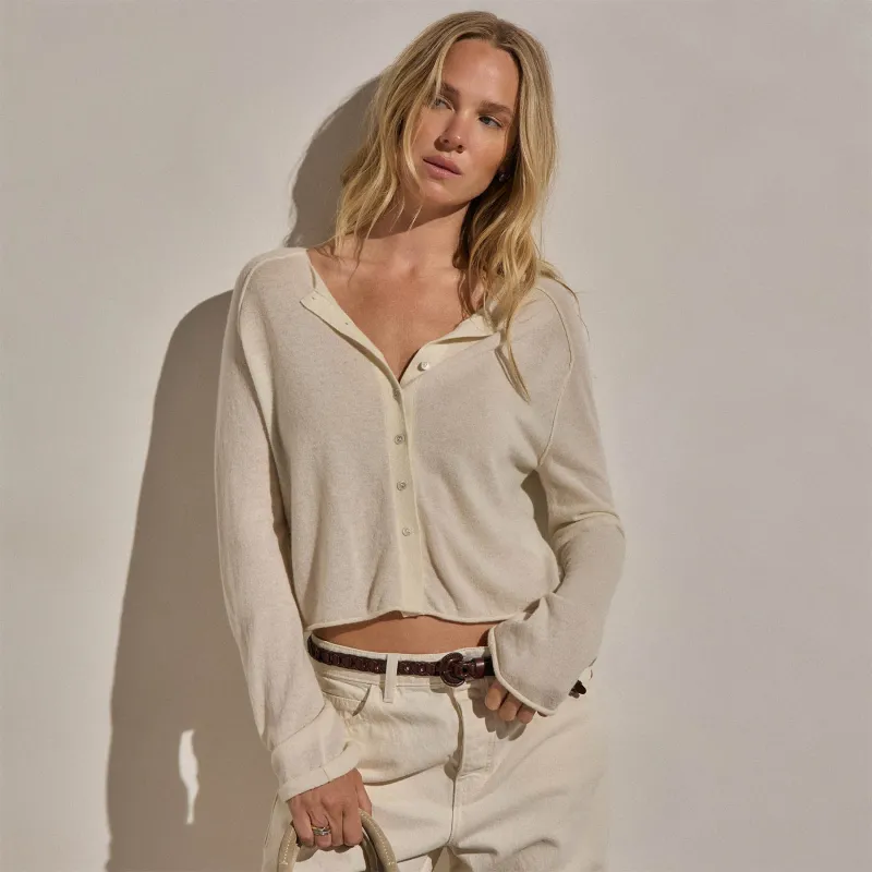 Cashmere Raglan Cardigan - Ecru made by James Perse
